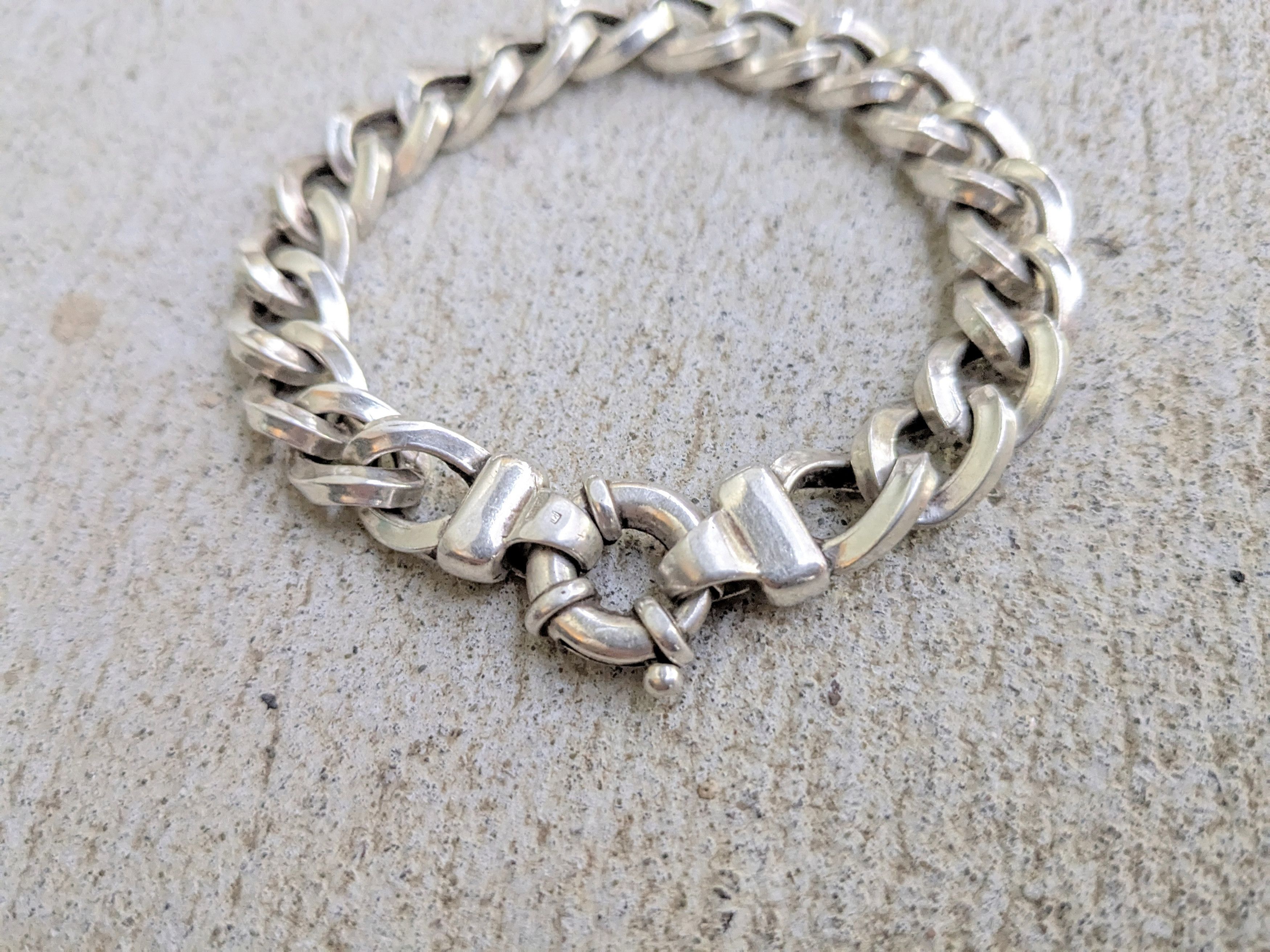 Vintage Vintage Sterling Silver Bracelet Curb Hollow Puffy 8" Italy Size ONE SIZE - 5 Thumbnail