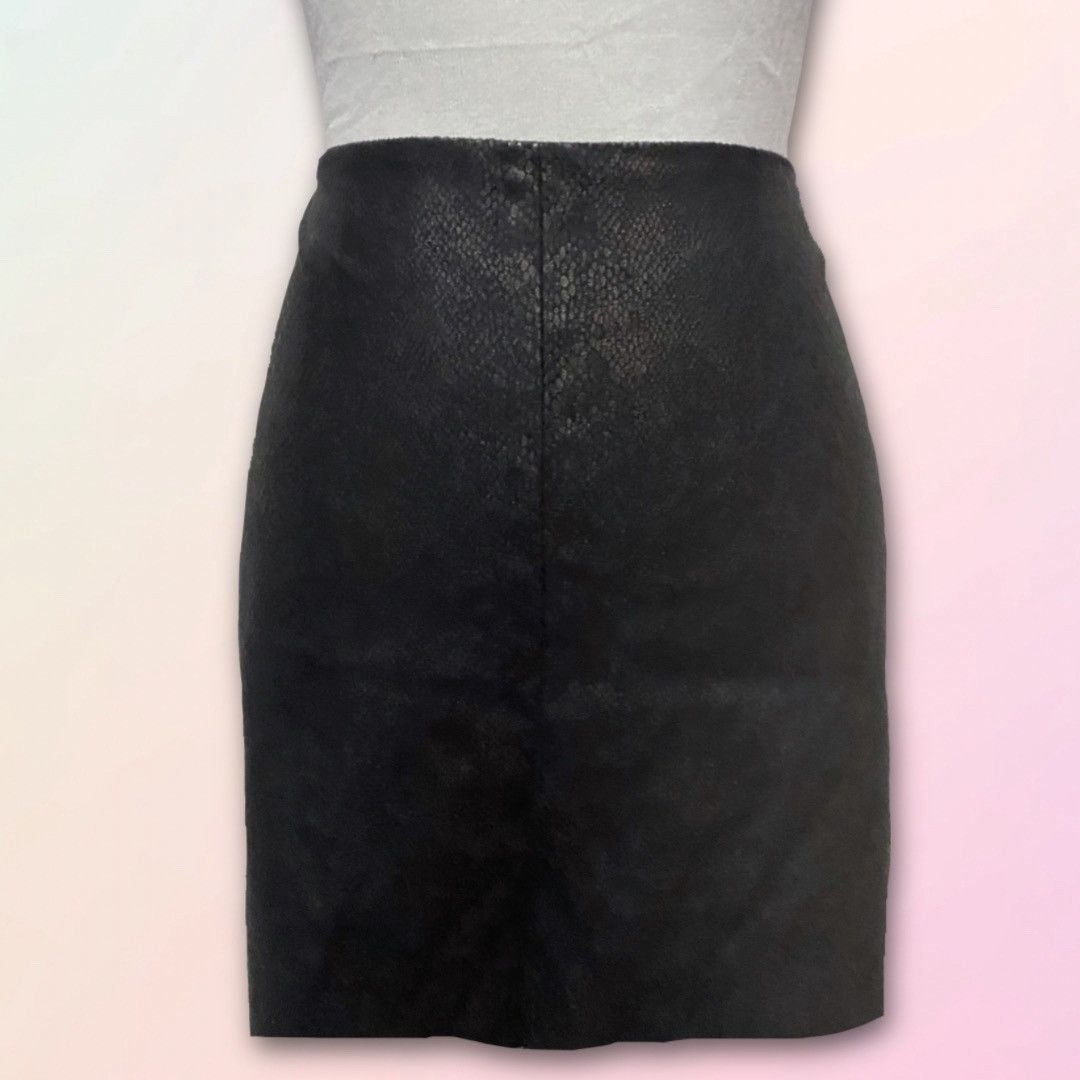 Vintage Retro, Britt Ryan, Black, Faux Snake Skin, Mini Skirt Size 28" / US 6 / IT 42 - 2 Thumbnail