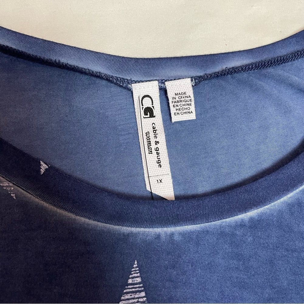 Other NWT New Cable & Gauge Viscose Blue Star Top T-Shirt Size 1X Size XL / US 12-14 / IT 48-50 - 6 Thumbnail