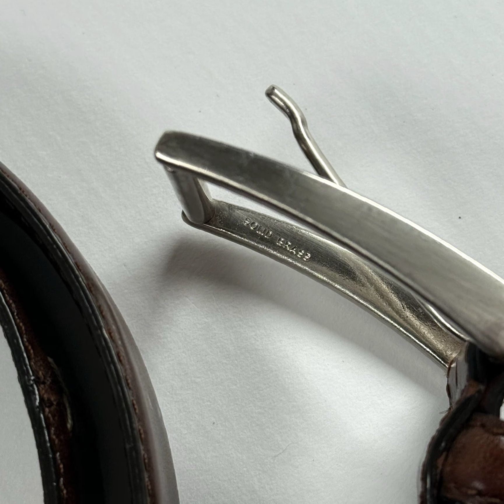 Neiman Marcus VINTAGE Neiman Marcus Leather Belt Saddle Brown Brass Topstitching Size 40 Italy Men Belt Brown 49in with buckle Size 40 - 2 Thumbnail
