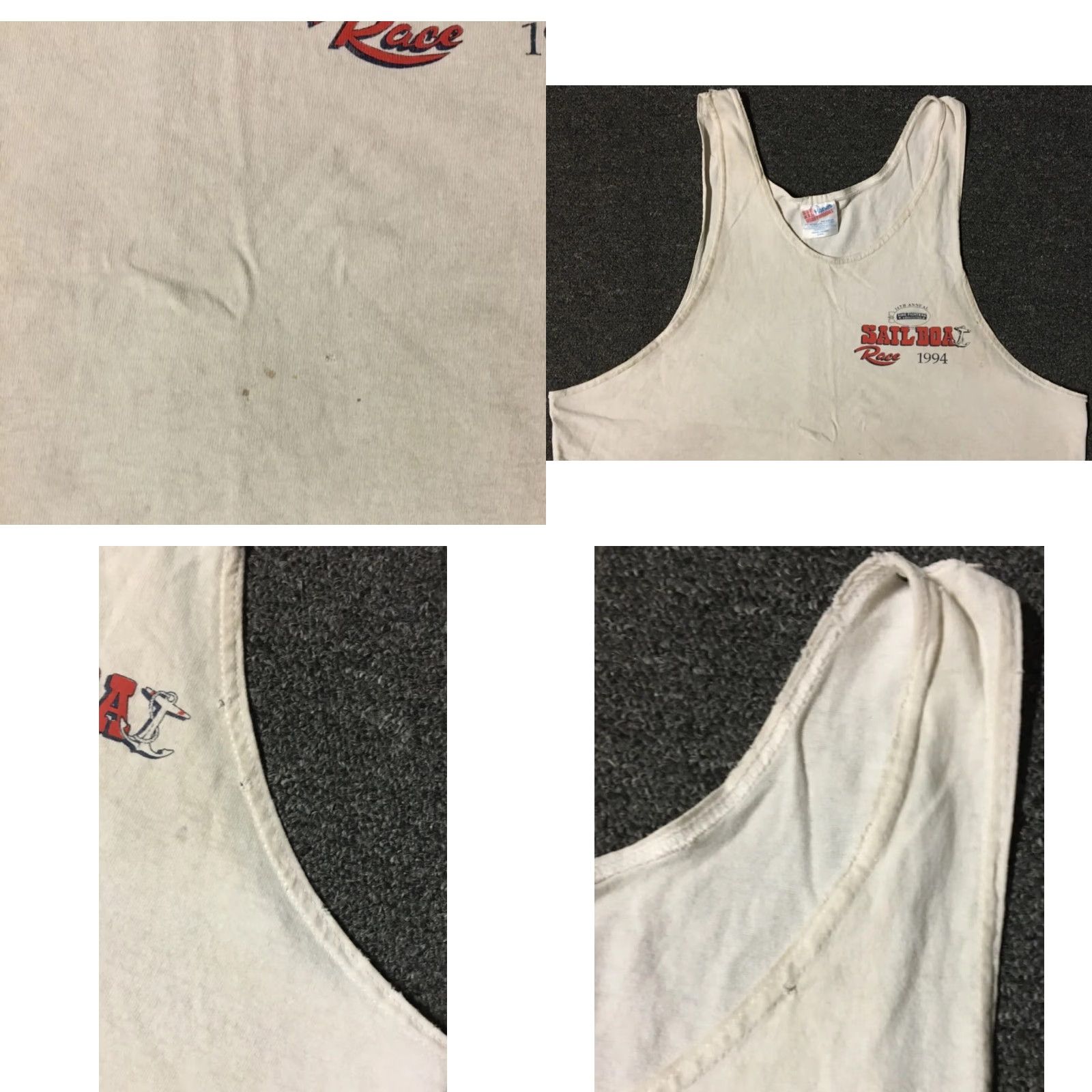 Vintage VINTAGE Fire Fighter Tank Top Shirt M White Distressed 90s Anaheim Boats Sailboat Race Boots USA Men Size US M / EU 48-50 / 2 - 8 Thumbnail