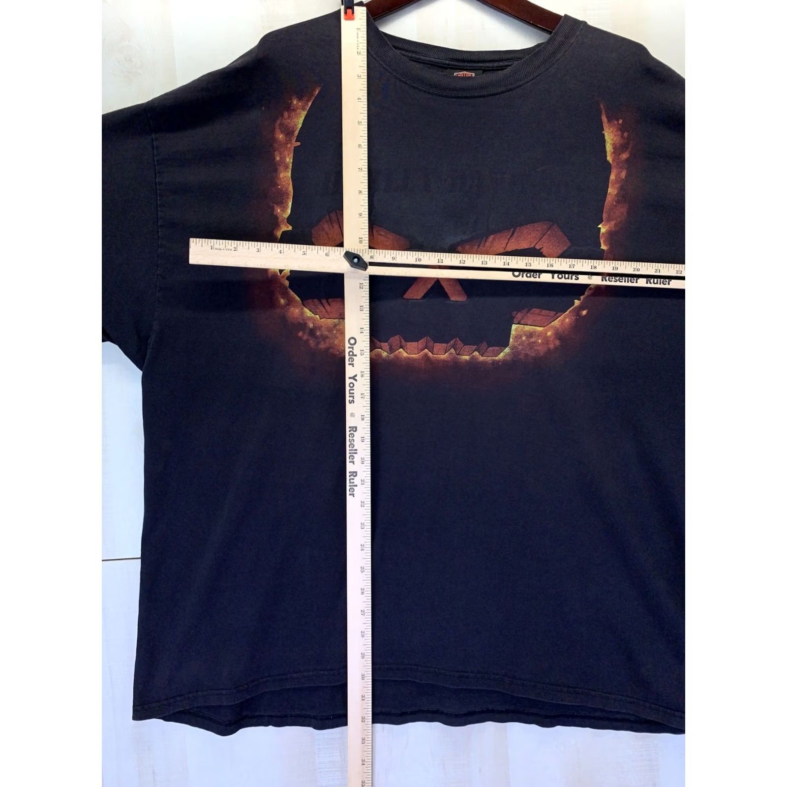 Harley Davidson VINTAGE Harley-Davidson Detroit Michigan 3D Pumpkin Skull Art Graphic T Shirt 3XL Mens Size US XXL / EU 58 / 5 - 6 Thumbnail