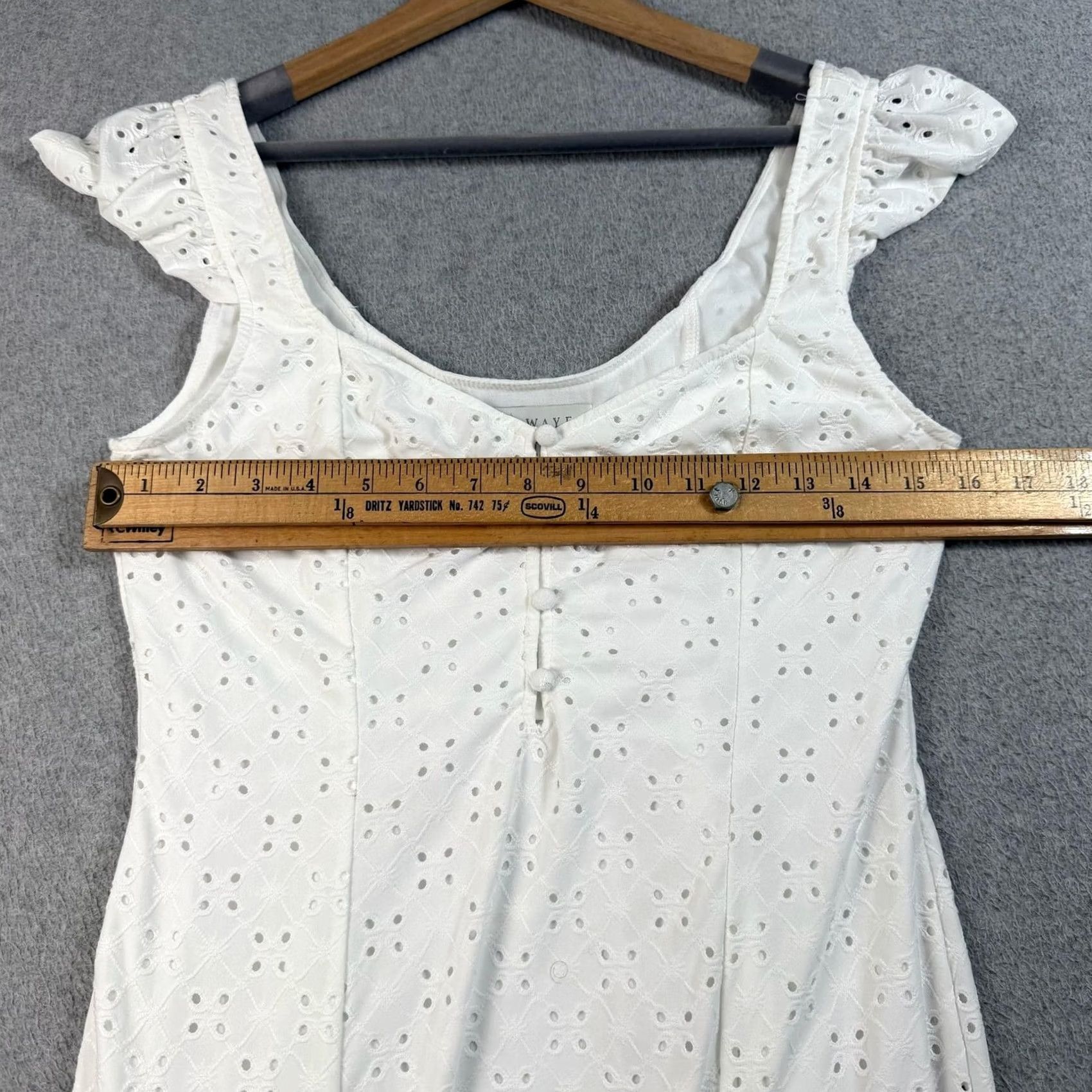Vintage Wayf Dress Women M White Lace Eyelet Maxi Puff Sleeve Boho Cottage Coastal Size M / US 6-8 / IT 42-44 - 6 Thumbnail