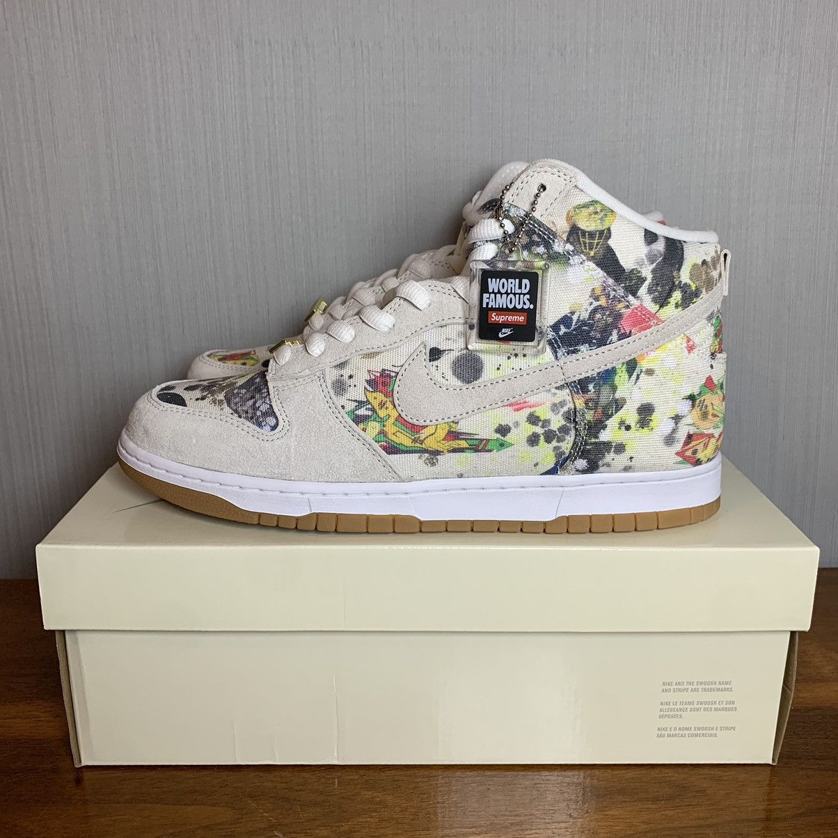 image of Nike Sb Dunk High Rammellzee Shoes in White, Men's (Size 11)