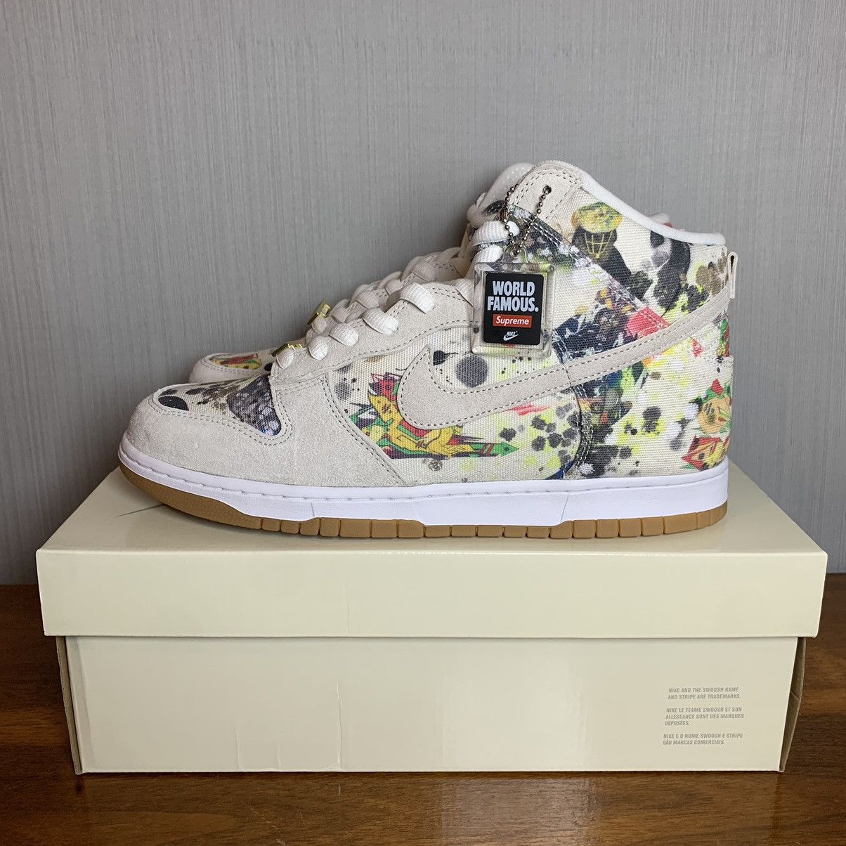 Pre-owned Nike X Supreme Nike Sb Dunk High Rammellzee Shoes In White