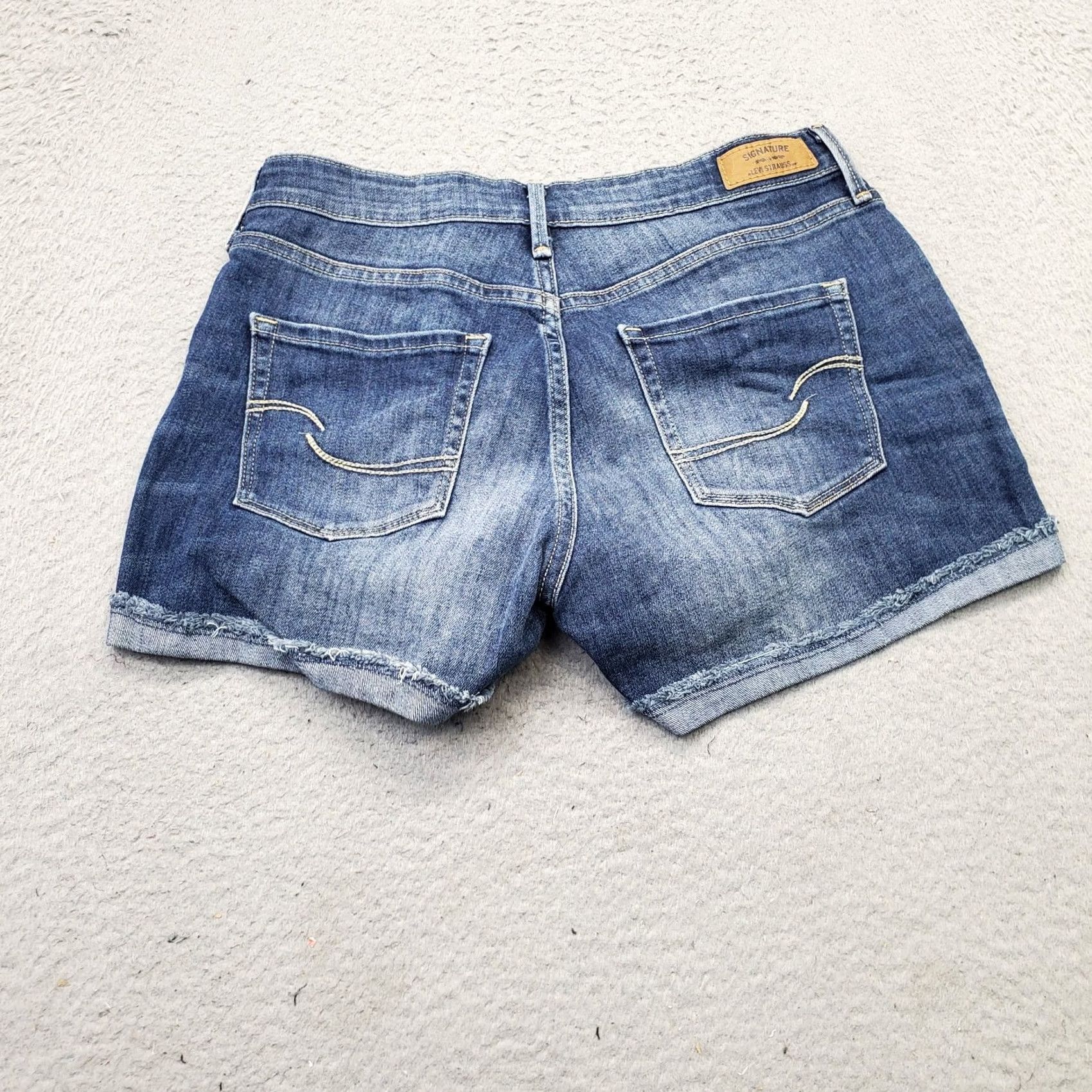Levi's Levi's Womens Blue Denim Stretch Jean Shorts High Rise Cuffed Hem Whiskered 2 Size 26" / US 2 / IT 38 - 2 Thumbnail