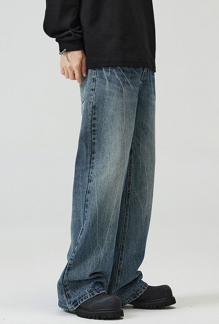 Japanese Brand × Jean Lightning Pattern Vintage Wash Straight Bootcut Jeans Size US 32 / EU 48 - 5 Thumbnail