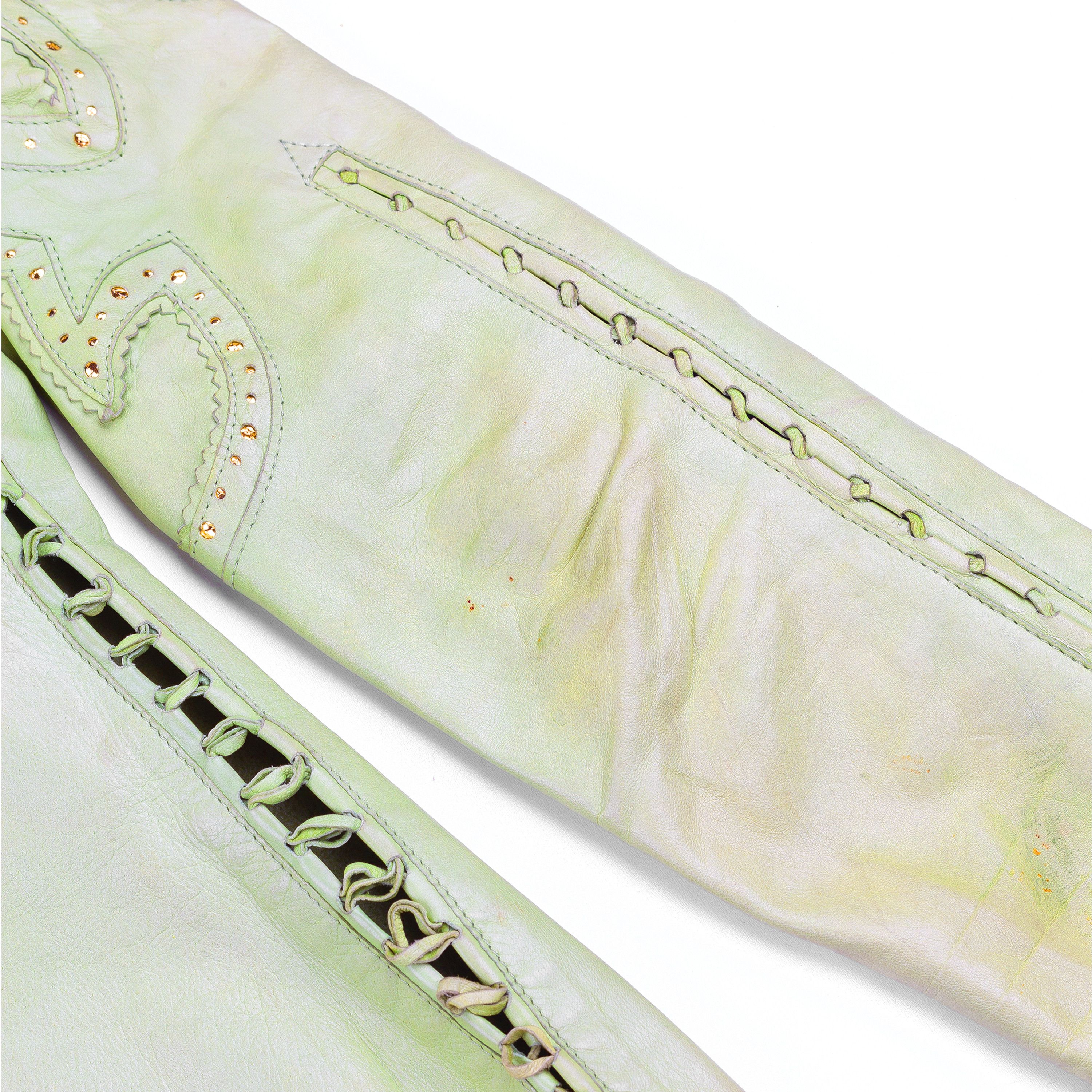 Roberto Cavalli Roberto Cavalli Western Green Leather Vintage Shirt (S) Size S / US 4 / IT 40 - 4 Thumbnail