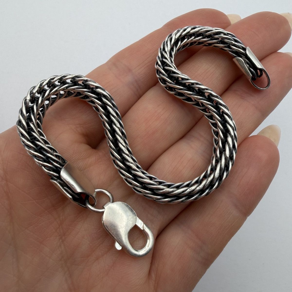 Sterling Silver Vintage Sterling Silver 925 Foxtail Chain Bracelet 20cm Size ONE SIZE - 5 Thumbnail