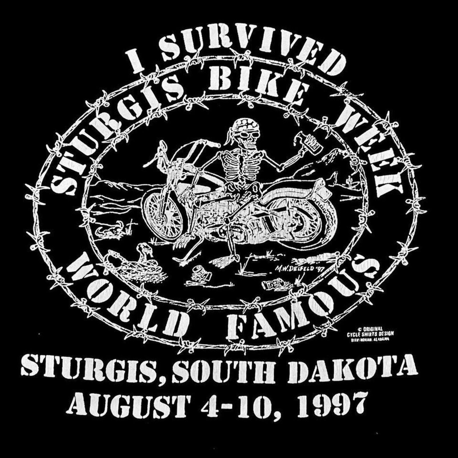 Harley Davidson Vintage 1997 Sturgis Bike Week "I Survived" Rally T-Shirt Size US L / EU 52-54 / 3 - 2 Thumbnail