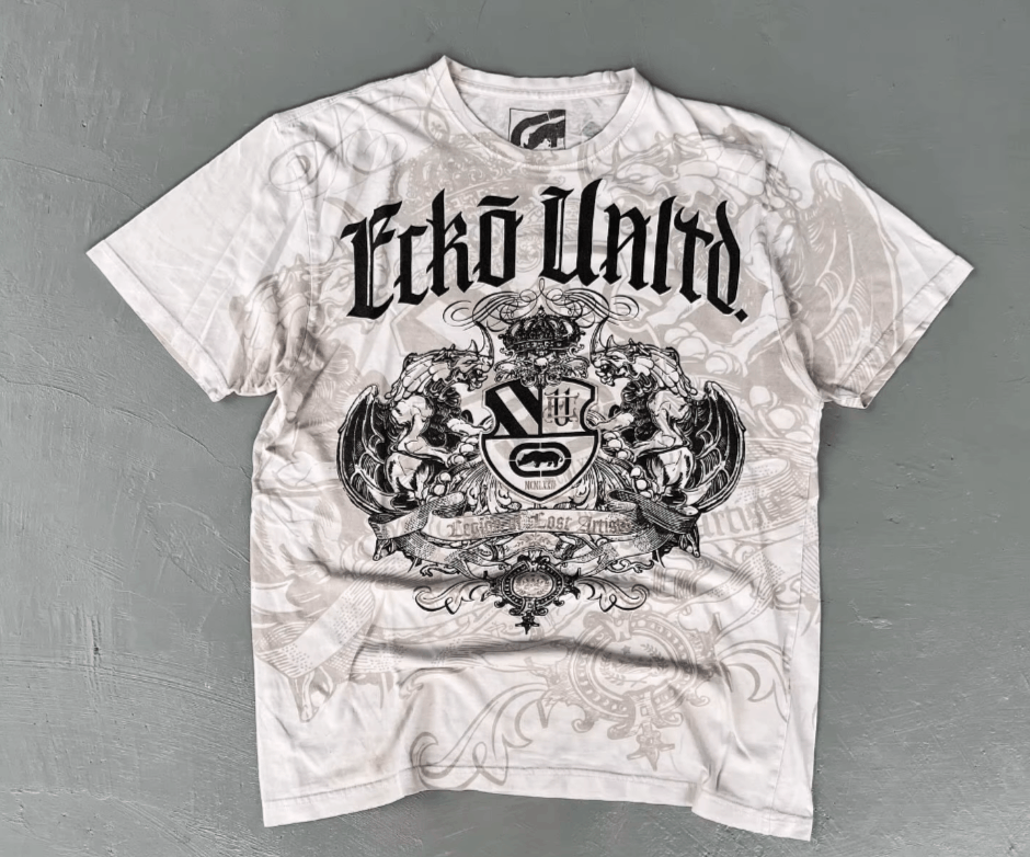2000s Ecko Gothic Wing Crown Rhino Graphic Tee