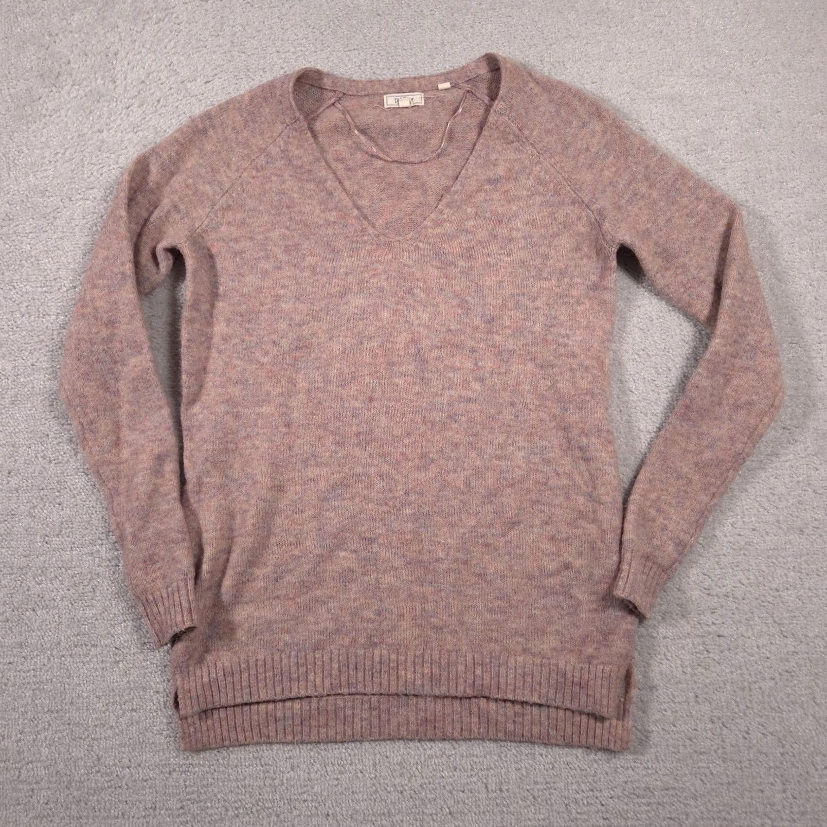 FatFace FatFace Sweater Womens Raglan Longline V-Neck Knit Pullover Mauve Heather Pink V-Neck Raglan Sleeves Long Sleeve Womens Sweater 2 XS? Size XS / US 0-2 / IT 36-38 - 2 Thumbnail
