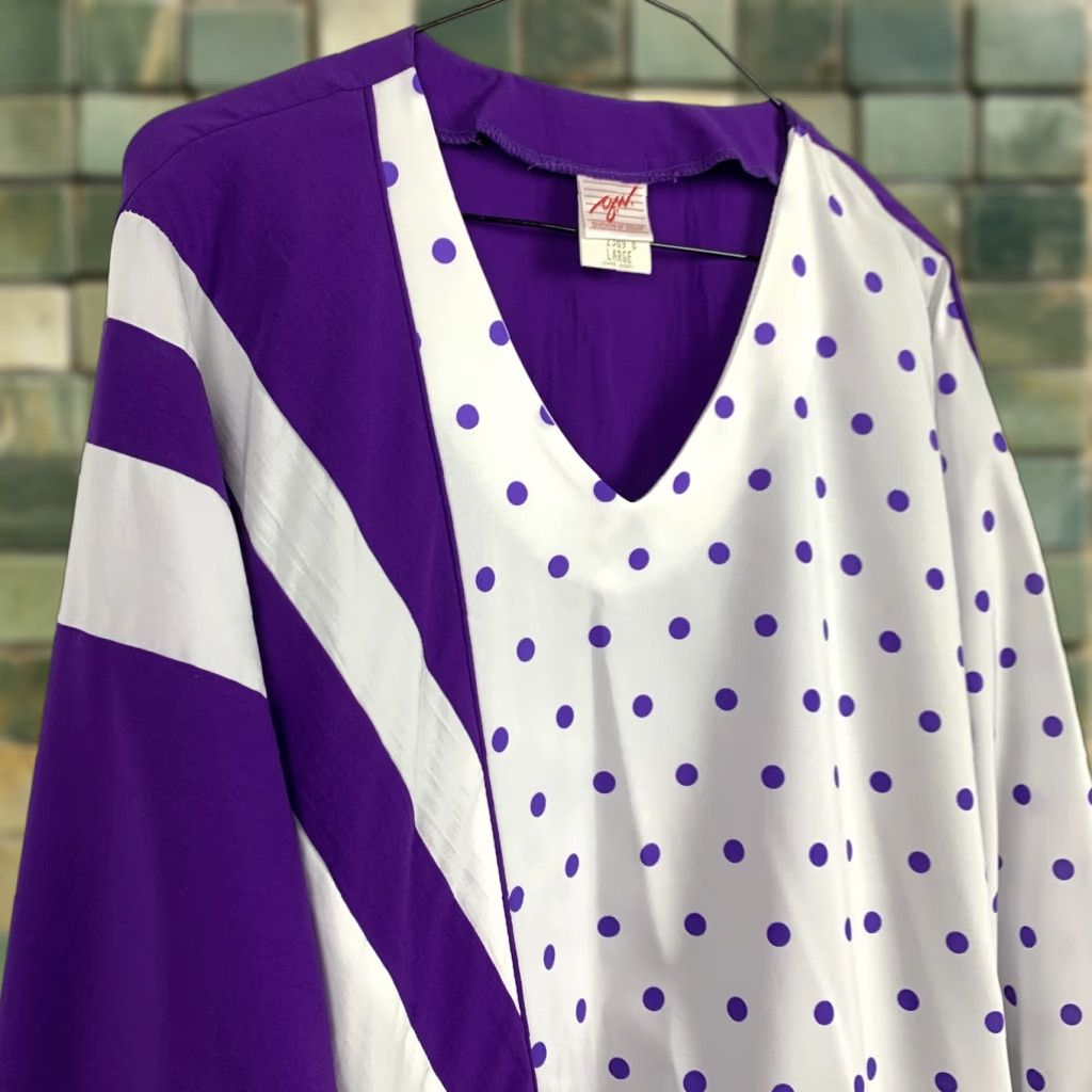 GRAFF VINTAGE Graff Purple Shirt 80s Abstract Art To Wear Funky Goldbergs L READ LG Purple Graff Shirt 1980s Mens Size L / US 10 / IT 46 - 1 Thumbnail