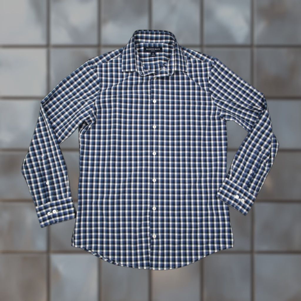 Mizzen+Main Mizzen+Main Leeward Shirt Mens Medium Trim Fit Blue Plaid Performance Stretch Shirt Size US M / EU 48-50 / 2 - 1 Thumbnail