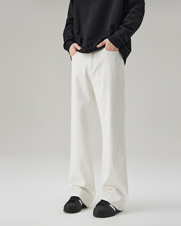 Japanese Brand White stretch men's loose-fitting flared jeans Size US 32 / EU 48 - 2 Thumbnail