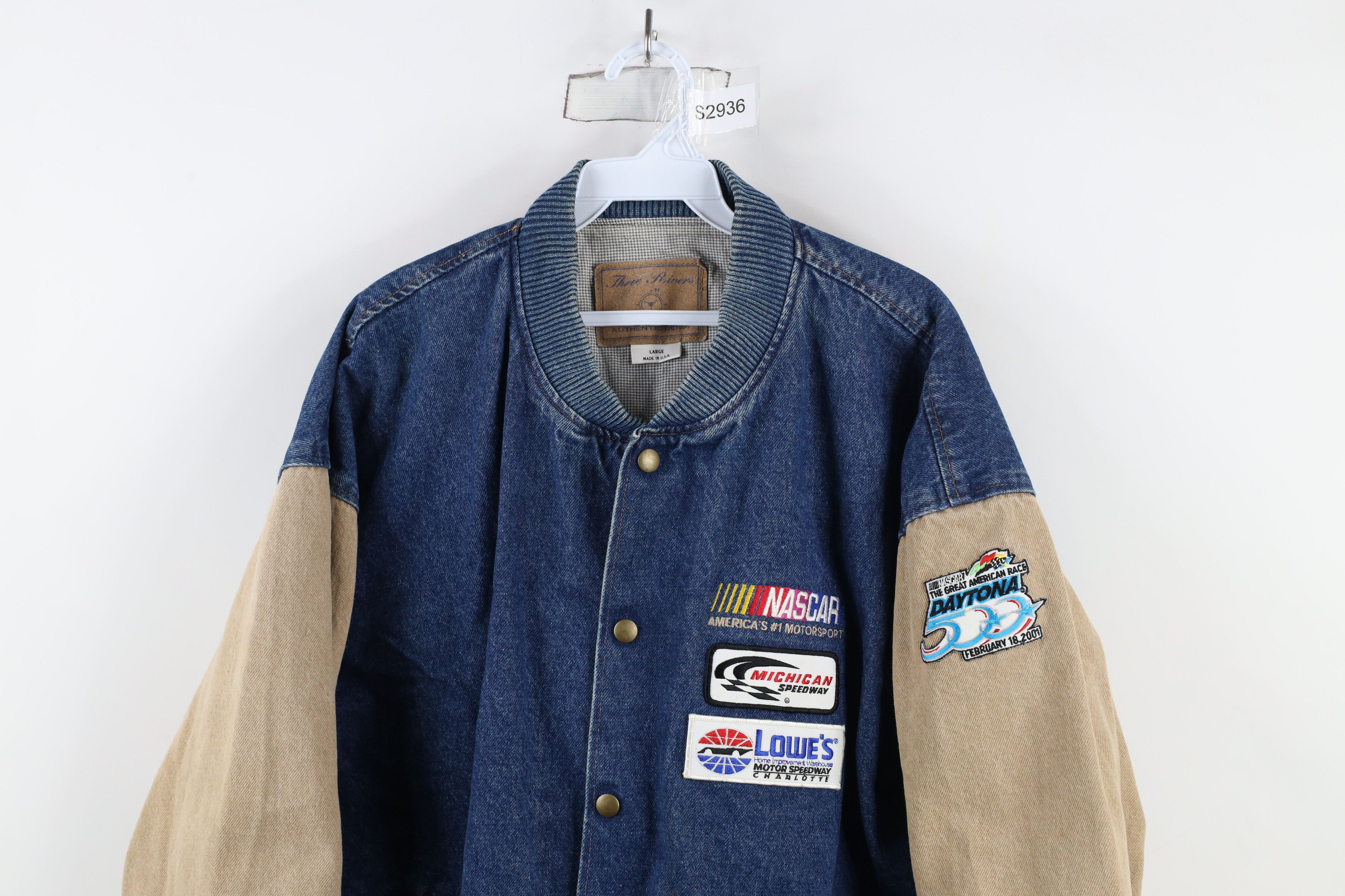 Vintage Vintage 90s Y2K NASCAR Denim Jean Varsity Bomber Jacket USA Size US L / EU 52-54 / 3 - 2 Thumbnail