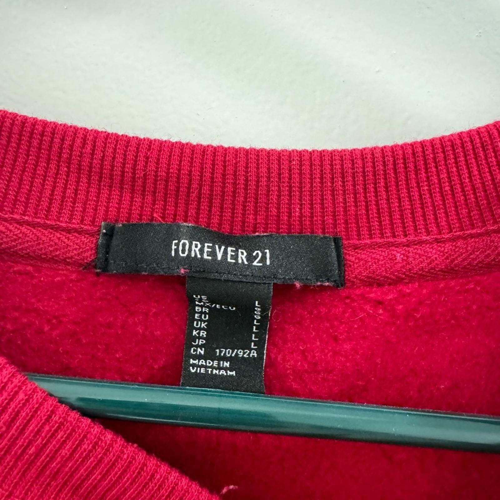 Forever 21 Forever 21 Red Cropped Balloon Sleeve Sweatshirt- Size Large Size L / US 10 / IT 46 - 4 Thumbnail