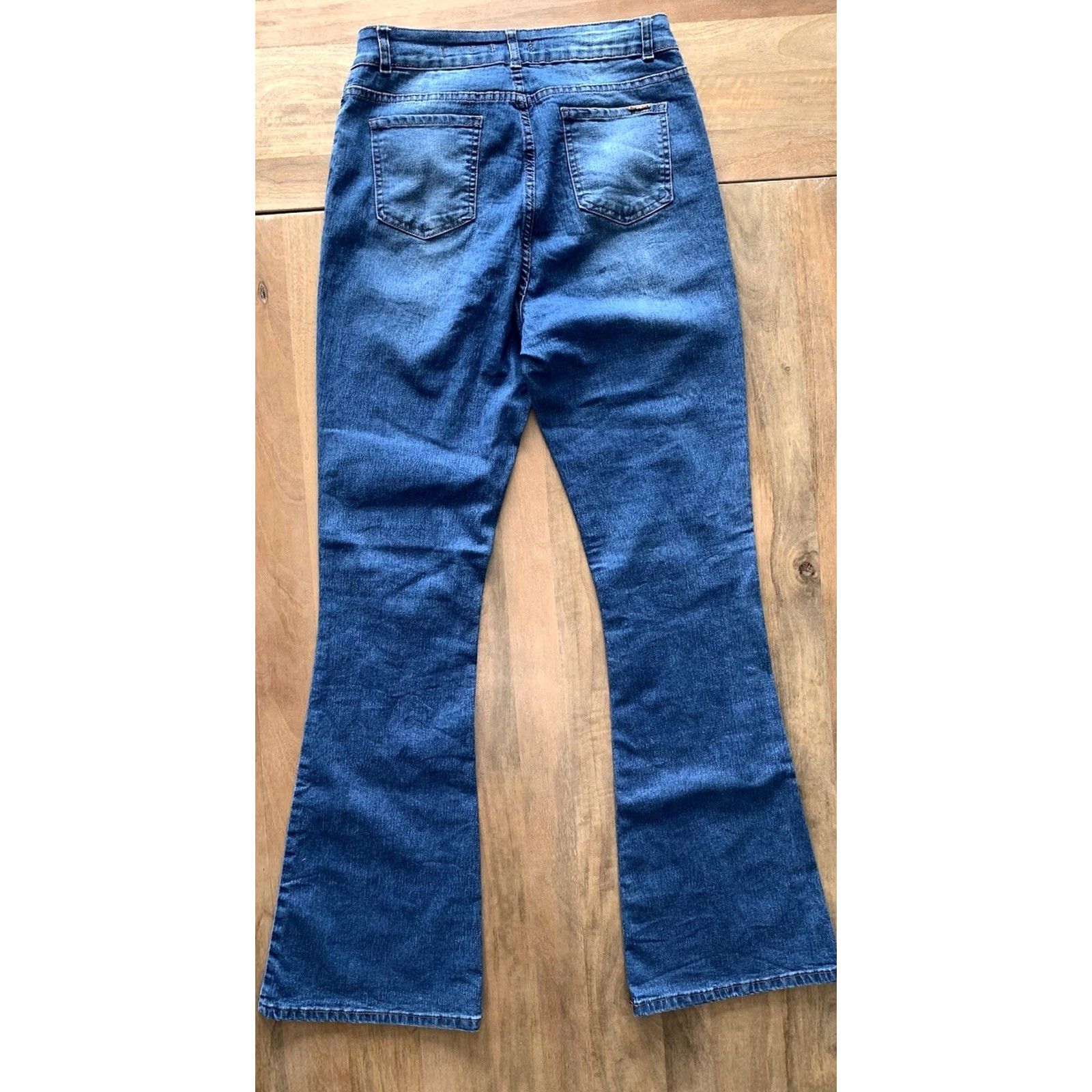 Vintage I&M Black Label Flare Jeans Denim Women 28x31 High Rise Button Fly Stretch Blue Modern 90s Y2K Womens Jeans Size 28" / US 6 / IT 42 - 2 Thumbnail