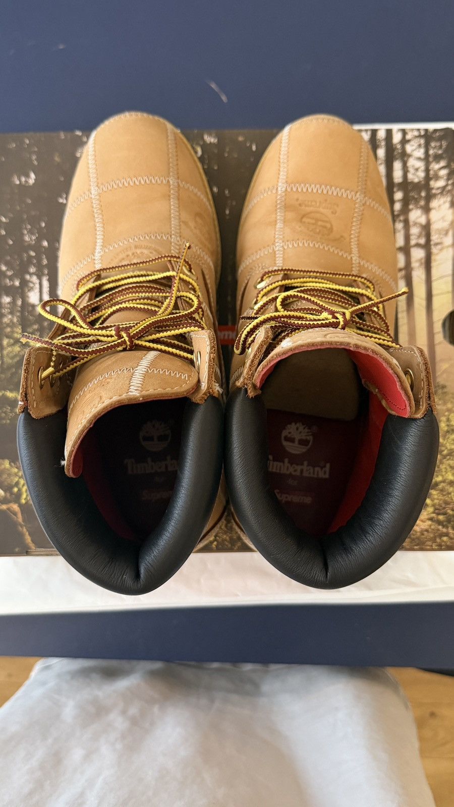 Supreme × Timberland SupremeXTimberland Premium Mid Lace Waterproof Wheat Nubuck Size US 8.5 / EU 41-42 - 5 Thumbnail