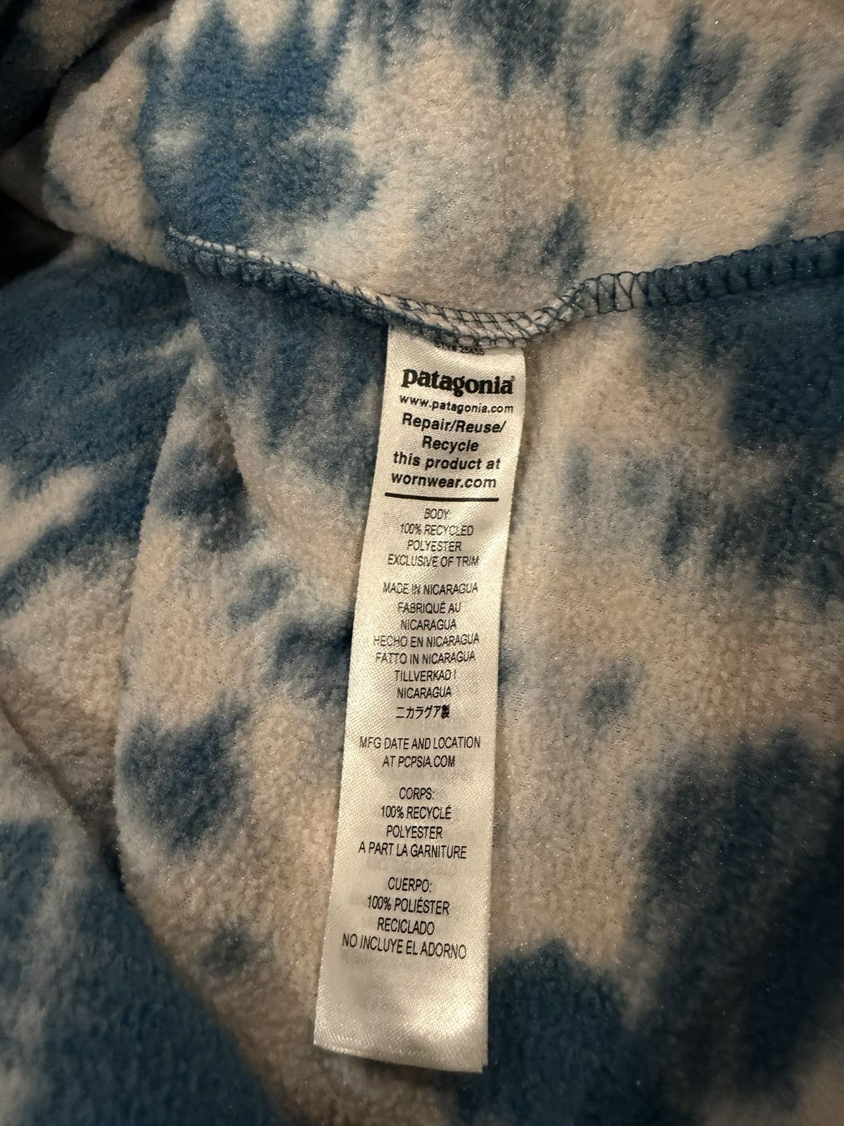 Patagonia Patagonia Lightweight Synchilla Blue/white marbled fleece. Size M / US 6-8 / IT 42-44 - 4 Thumbnail
