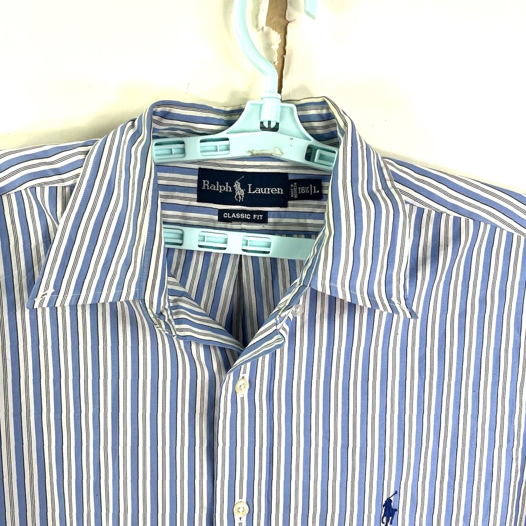 Ralph Lauren Ralph Lauren Workshirt Button-Up Shirt Mens 16.5 Blue Striped Long Sleeve Classic Fit Shirt Size US XL / EU 56 / 4 - 5 Thumbnail