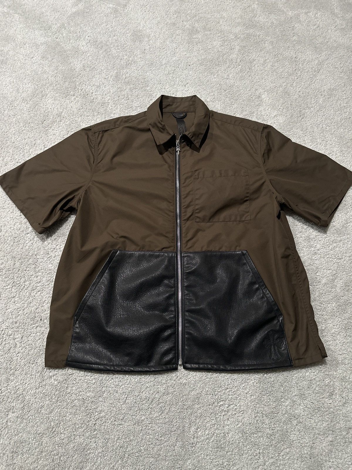 Chrome Hearts Chrome Hearts Brown Nylon Leather Zip Shirt Jacket Size US XL / EU 56 / 4 - 1 Thumbnail