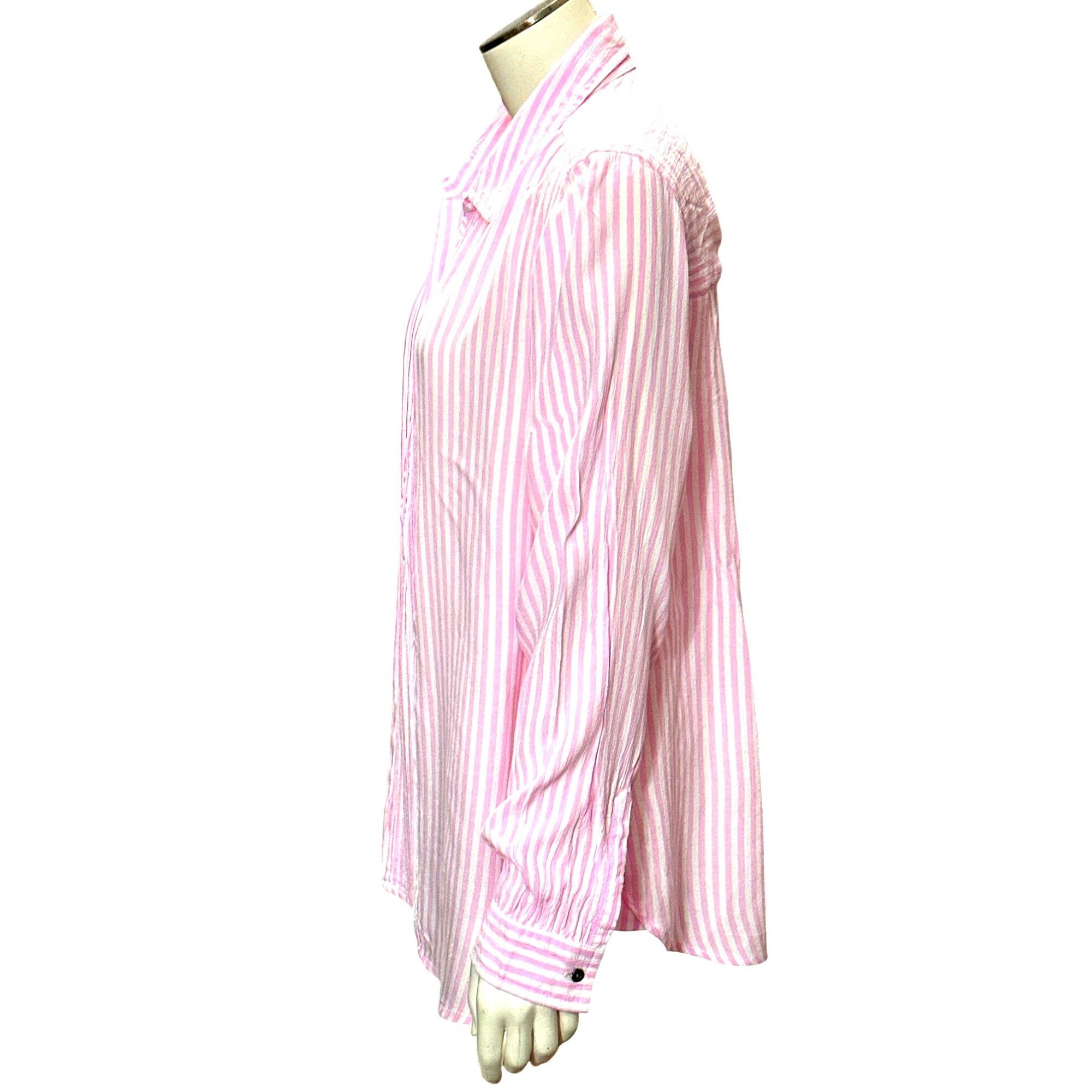 Other CCC Luxurious Cozy Fabrics Pink White Striped Long Sleeve Bu Size M / US 6-8 / IT 42-44 - 2 Thumbnail
