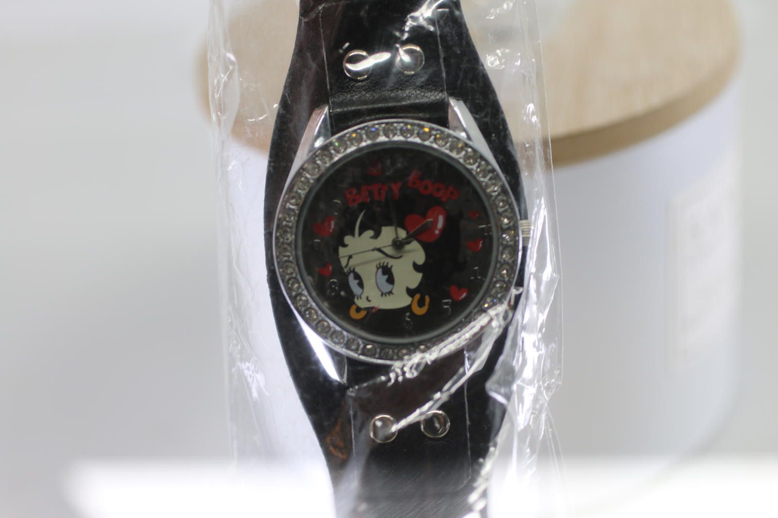 Other Betty Boop Black Leather Strap Watch with Rhinestone Bezel Size ONE SIZE - 1 Thumbnail