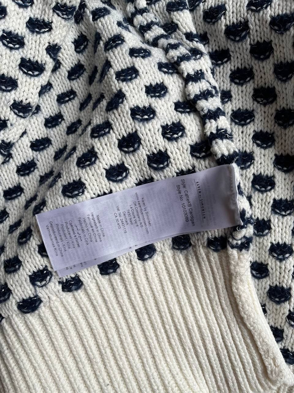 Other × Vintage Karen by Simonsen blue-white knitted embroidered cardigan Size L / US 10 / IT 46 - 7 Thumbnail