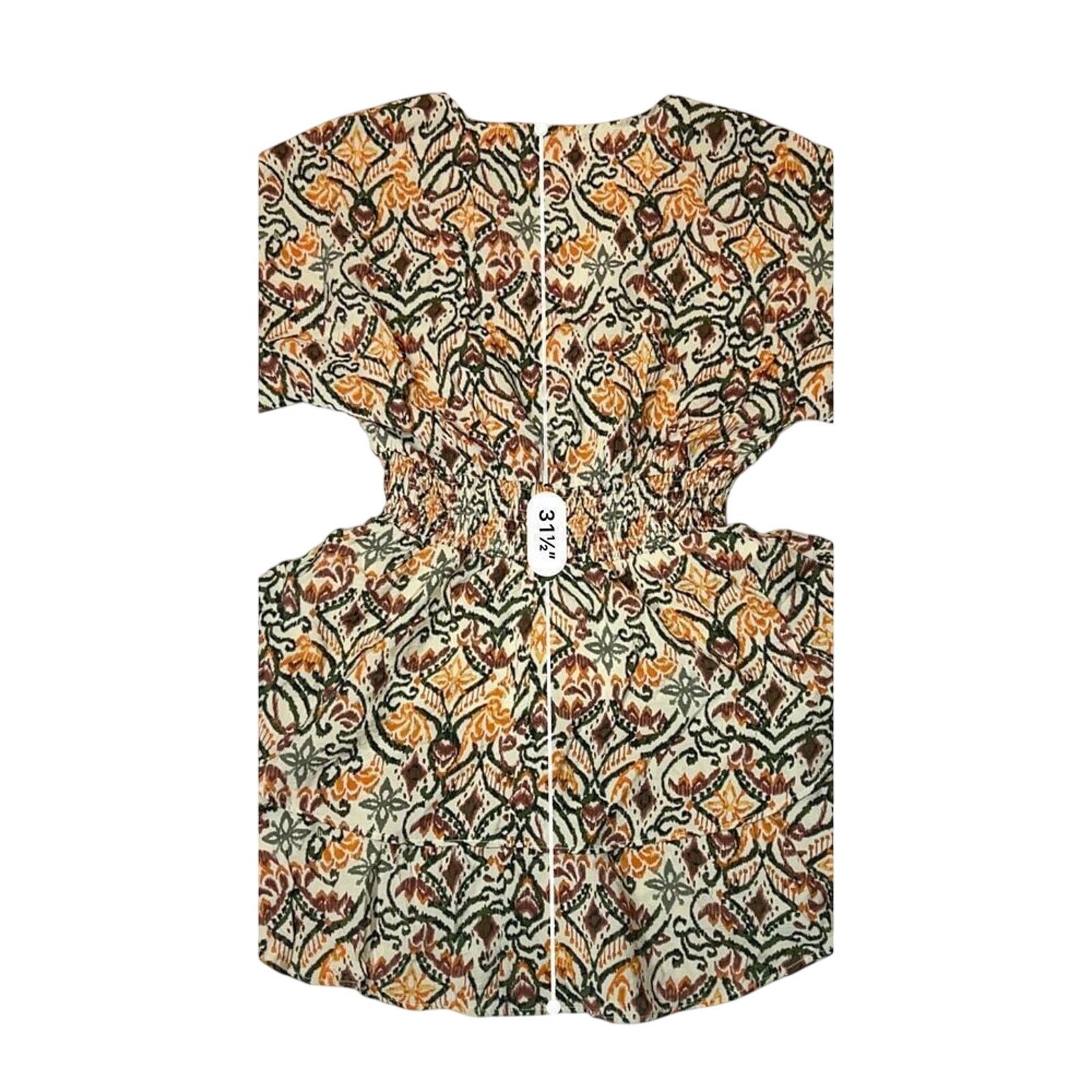 Zara Zara Ikat Tiered Ruffled Dress Tan Green Tribal MEDIUM Size M / US 6-8 / IT 42-44 - 9 Thumbnail