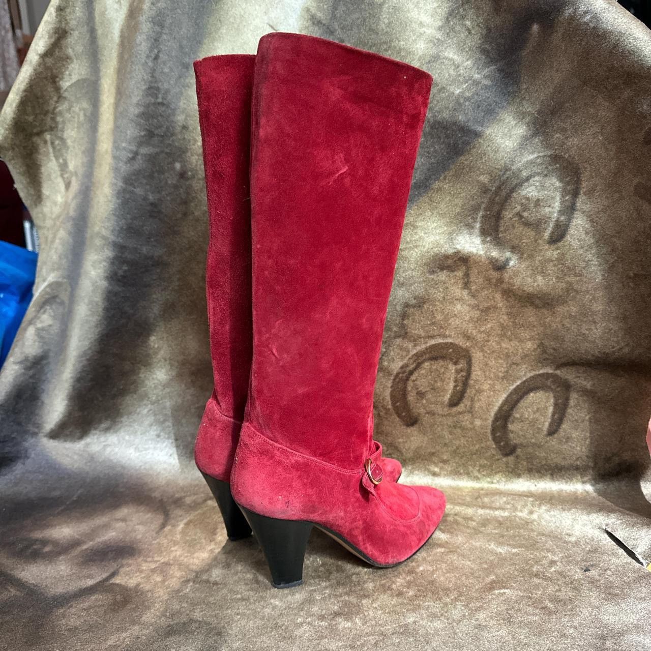Chloe × Karl Lagerfeld × Vintage Vintage Chloe 70s red suede leather below the knee boots 38 Size US 8 / IT 38 - 4 Thumbnail