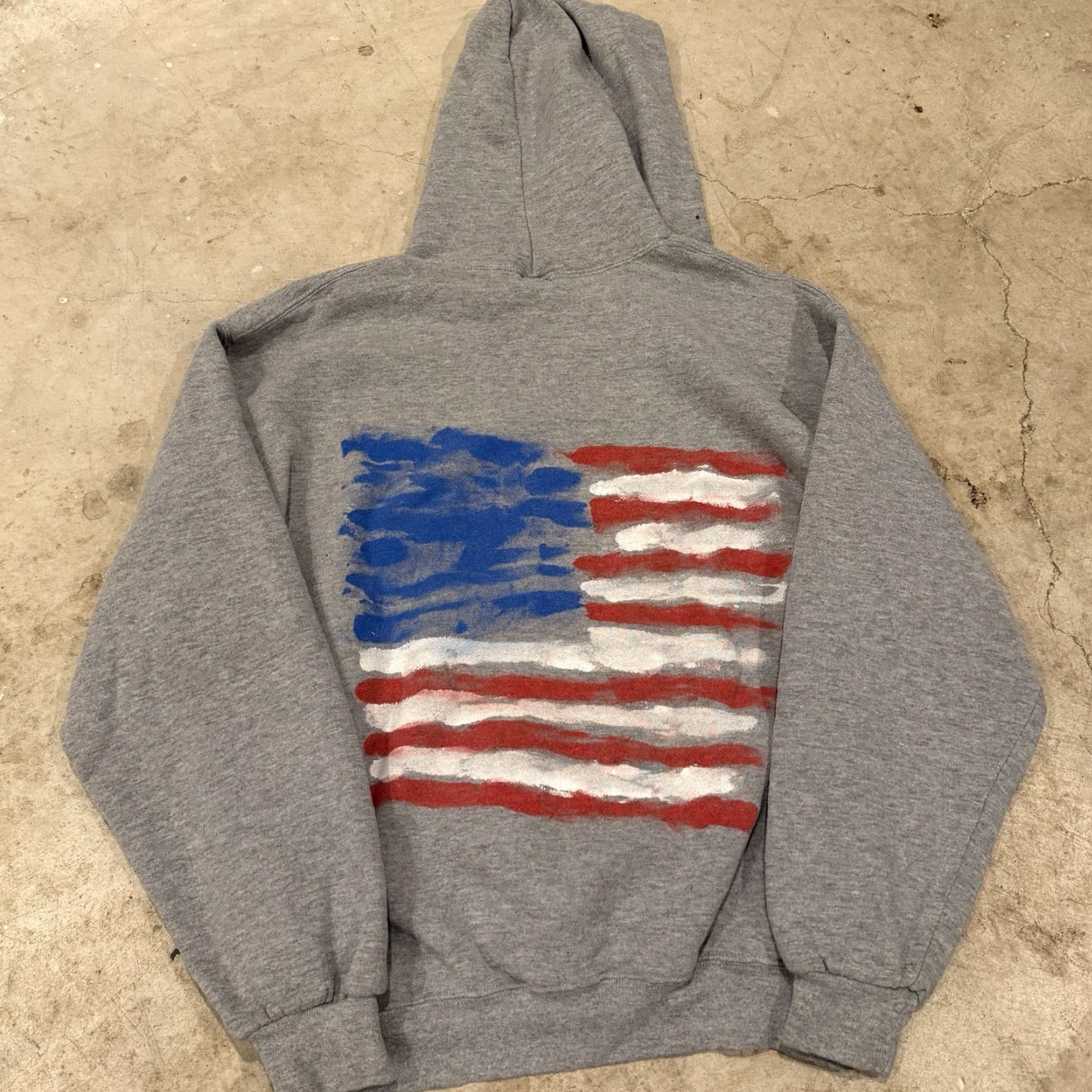 Russell Athletic VINTAGE Russell Athletic Hoodie Sweatshirt Gray USA FLAG Stars Mens Large 90s Men L Pullover Size US L / EU 52-54 / 3 - 2 Thumbnail