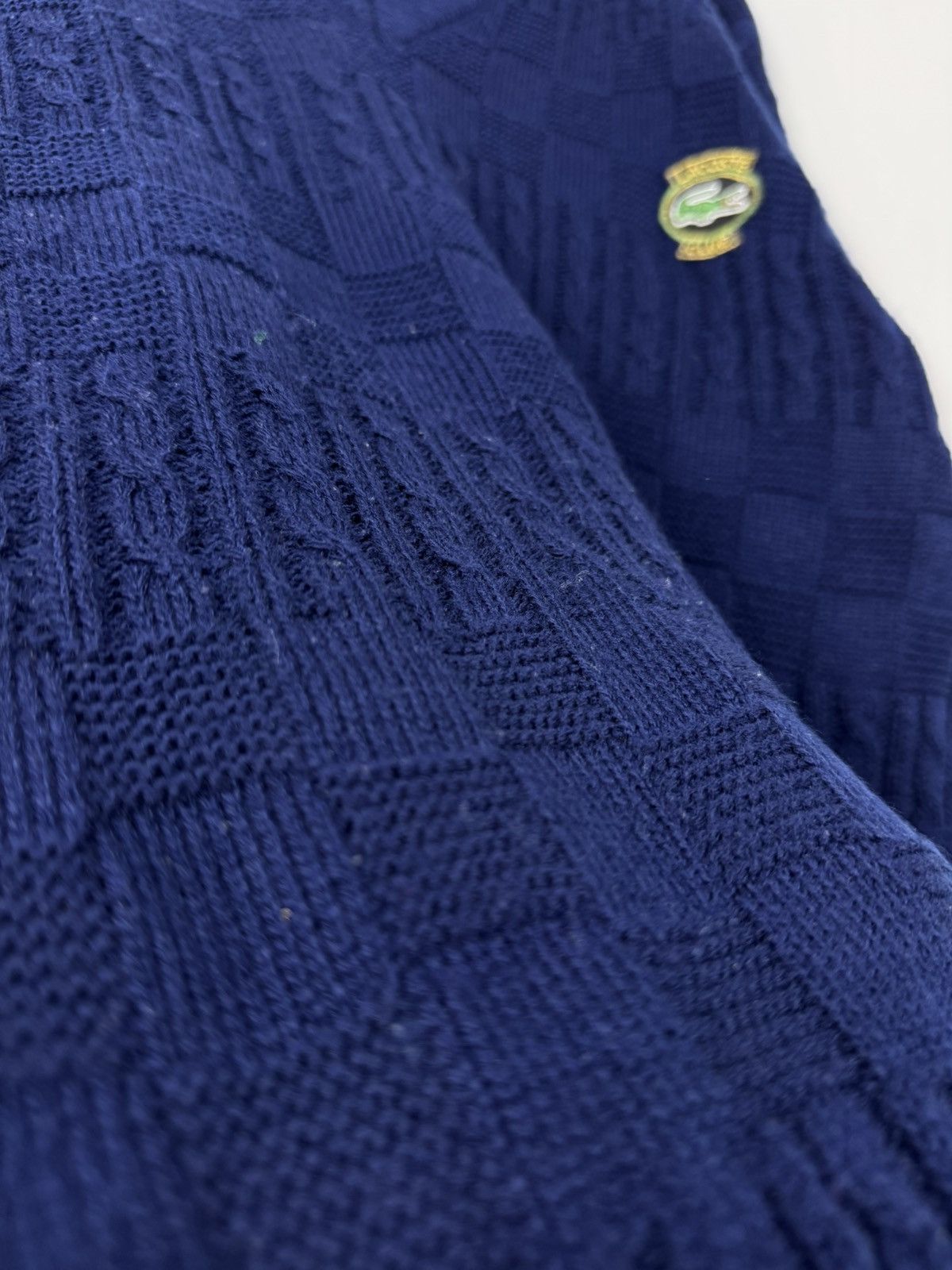 Lacoste 1990’s Vintage Lacoste Club V-Neck Cable Knit Sweater Size US L / EU 52-54 / 3 - 10 Thumbnail