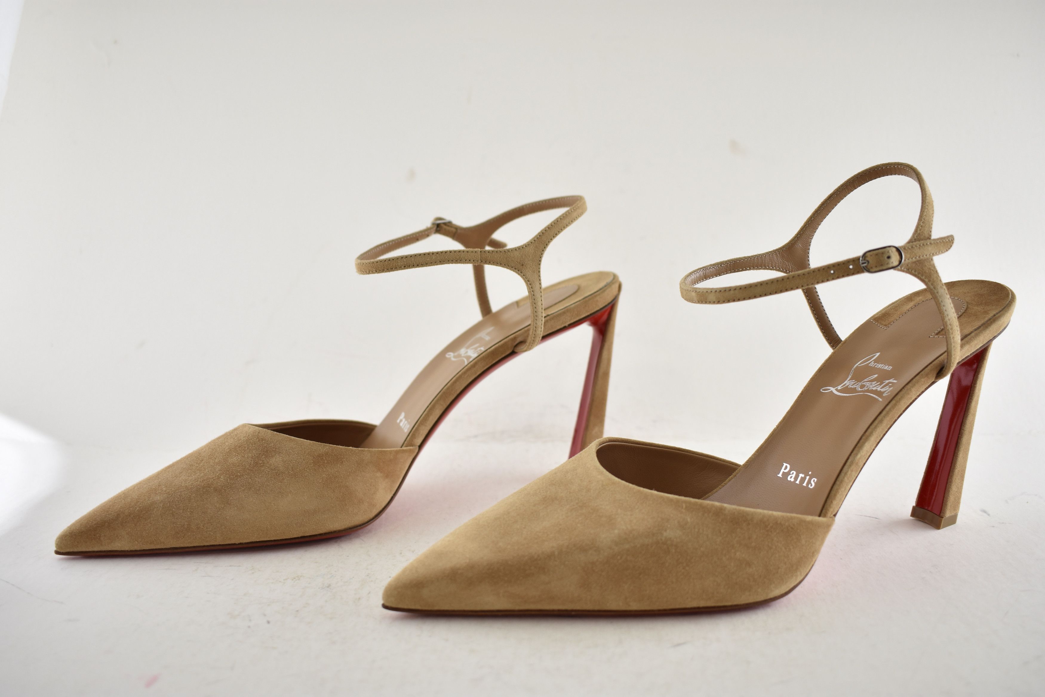 Christian Louboutin Condora Riviera 85 Lionne Beige Brown Strap Heel Pump 40 Size US 10 / IT 40 - 13 Thumbnail