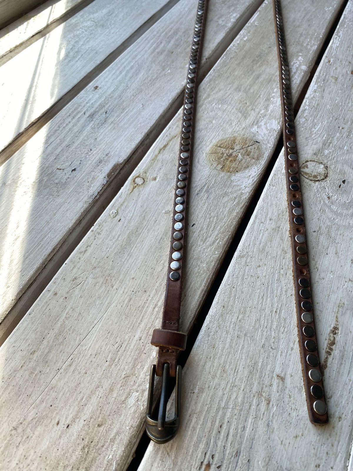 If Six Was Nine × Japanese Brand × Vintage Vintage Japanese Leather Punk Emo Rock Goth Y2K Drill belt Size ONE SIZE - 5 Thumbnail