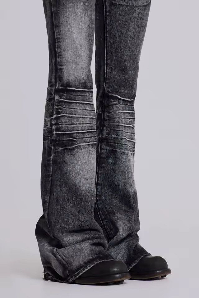 Other Washed Black Bootcut Y2k Flared Retro Distressed Jeans Size US 37 - 2 Thumbnail