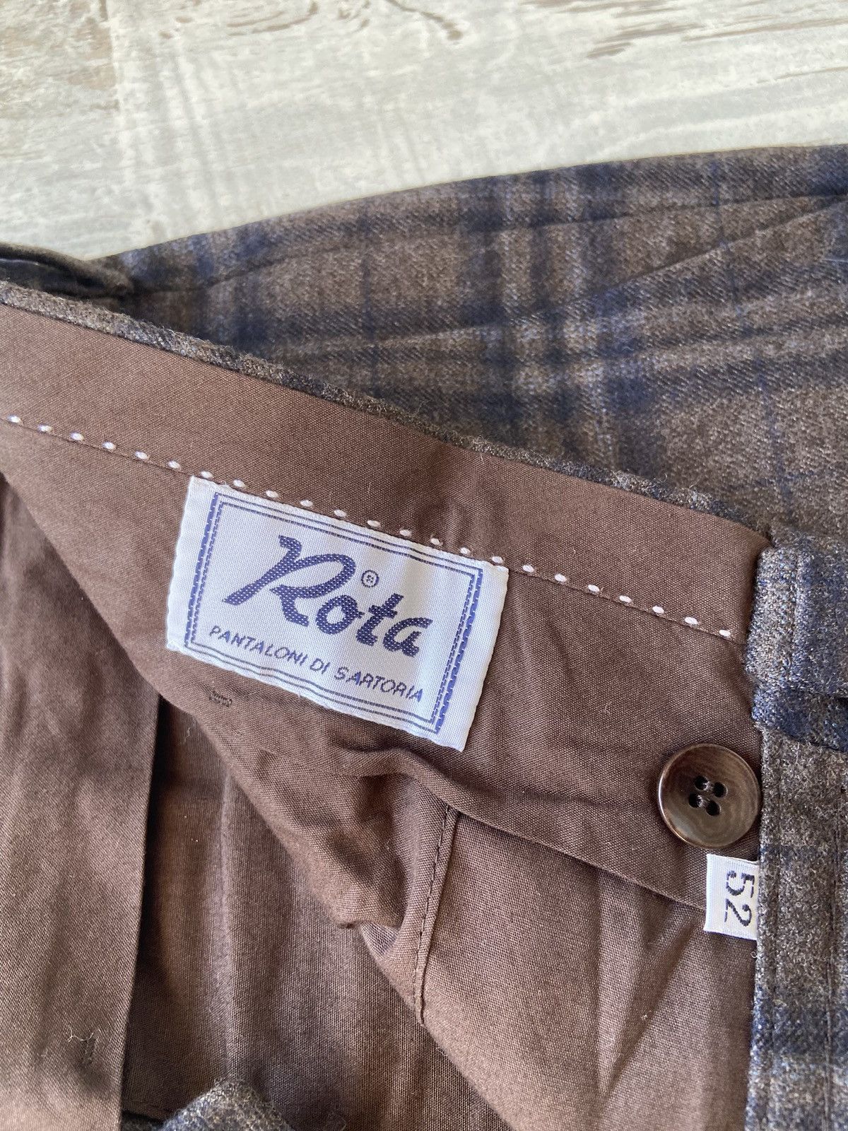 Rota Rota Brown Blue Checked Wool Trousers Size US 39 - 11 Thumbnail