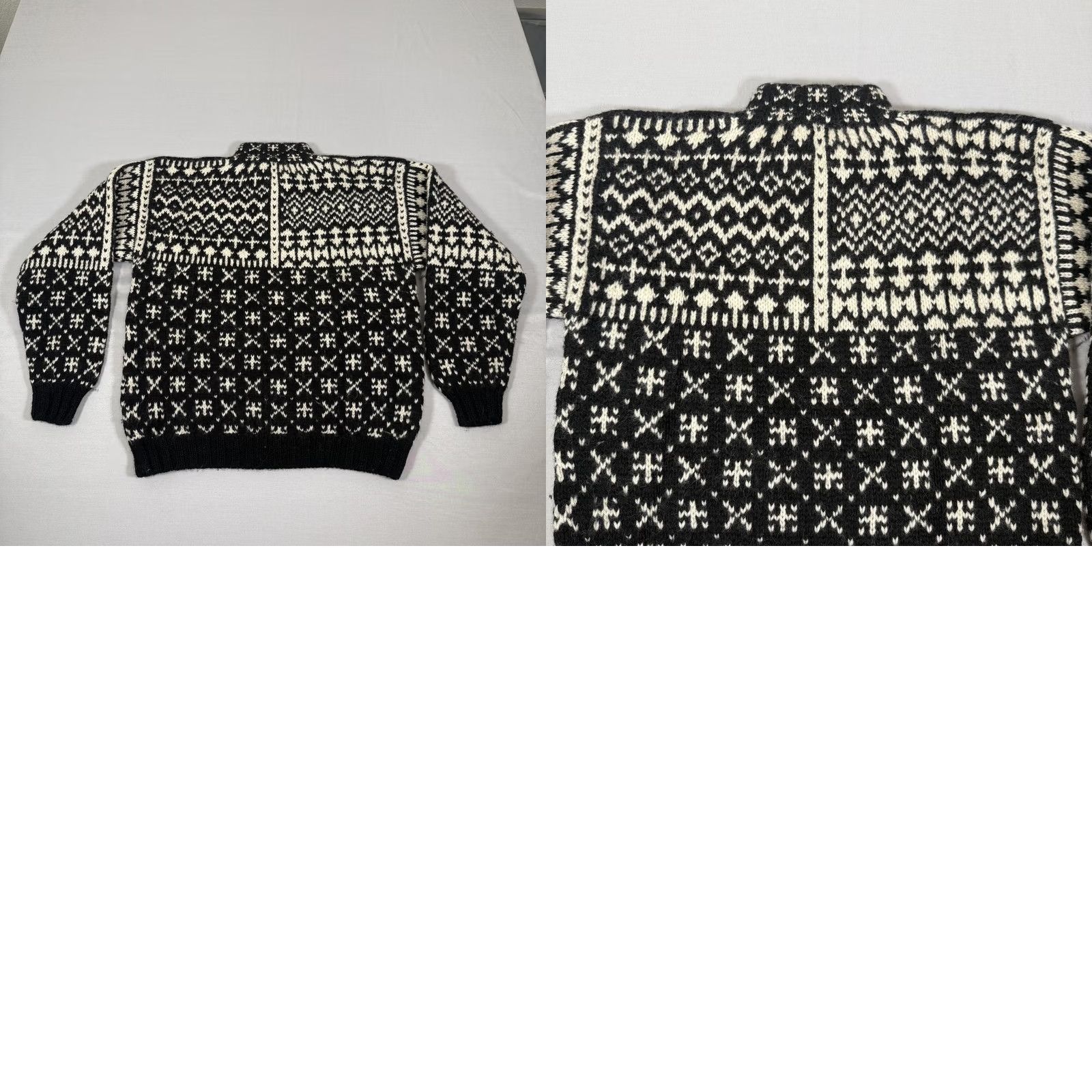 Vintage VINTAGE LL Bean Sweater Womens Medium Black Wool Henley Fair Isle 90s Mens Girls Womens Size M / US 6-8 / IT 42-44 - 8 Thumbnail
