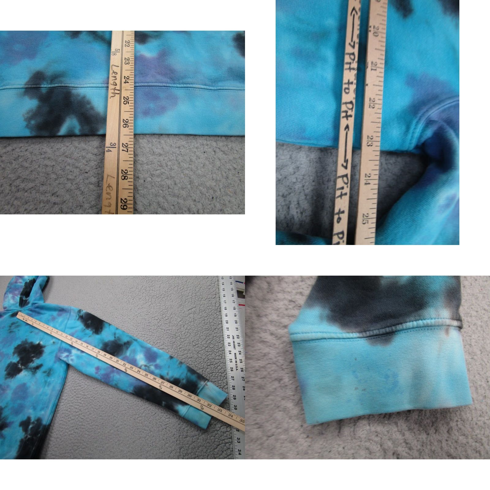 RVCA RVCA Hoodie Mens Large Blue Tie Dye Pullover Surfer Skater Grunge Graphic Print Logo All Seasons Hooded Pockets Mens Regular XS? Wait Size US L / EU 52-54 / 3 - 8 Thumbnail