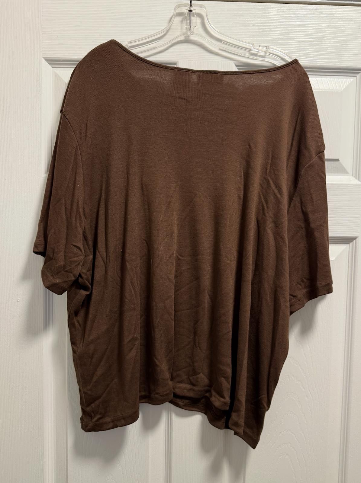 Blair Cozy Blair Plus 3XL Chocolate Brown Lace Yoke Top Blouse Size M / US 6-8 / IT 42-44 - 3 Thumbnail