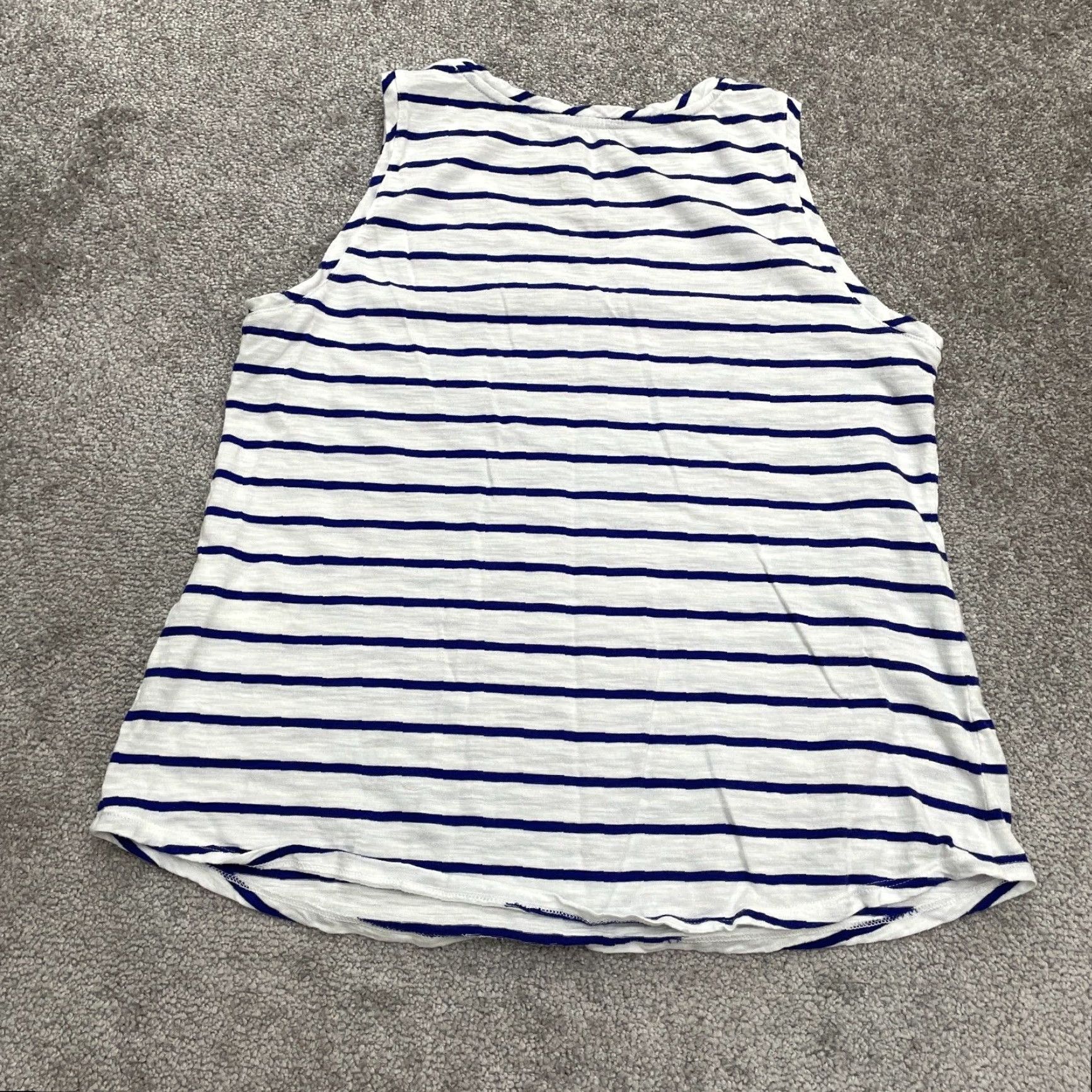 Vintage Chico's Basic Striped Tank Top Women's Medium Blue V-Neck Sleeveless Cotton Blend Casual Size M / US 6-8 / IT 42-44 - 2 Thumbnail