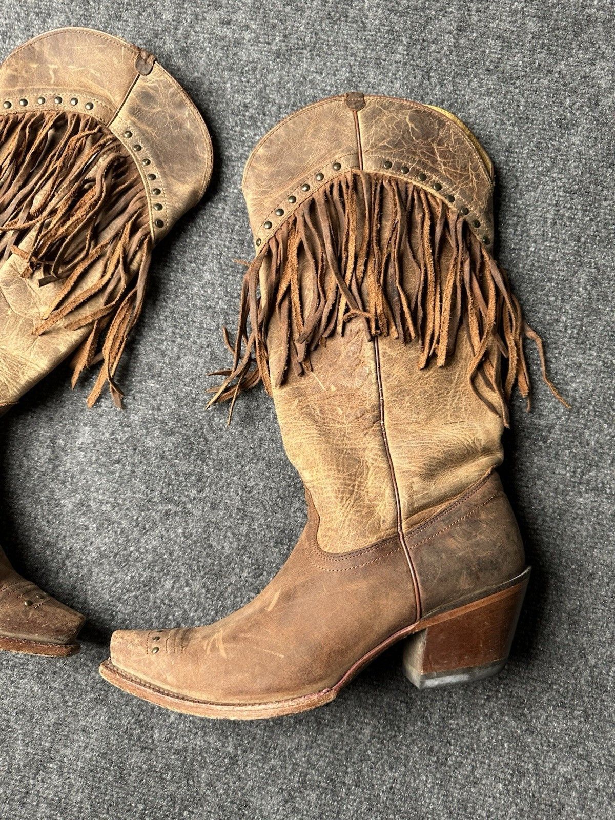 Tony Lama Womens Leather Tony Lama Fringe Western Cowboy, Size US 7.5B Size US 7.5 / IT 37.5 - 2 Thumbnail