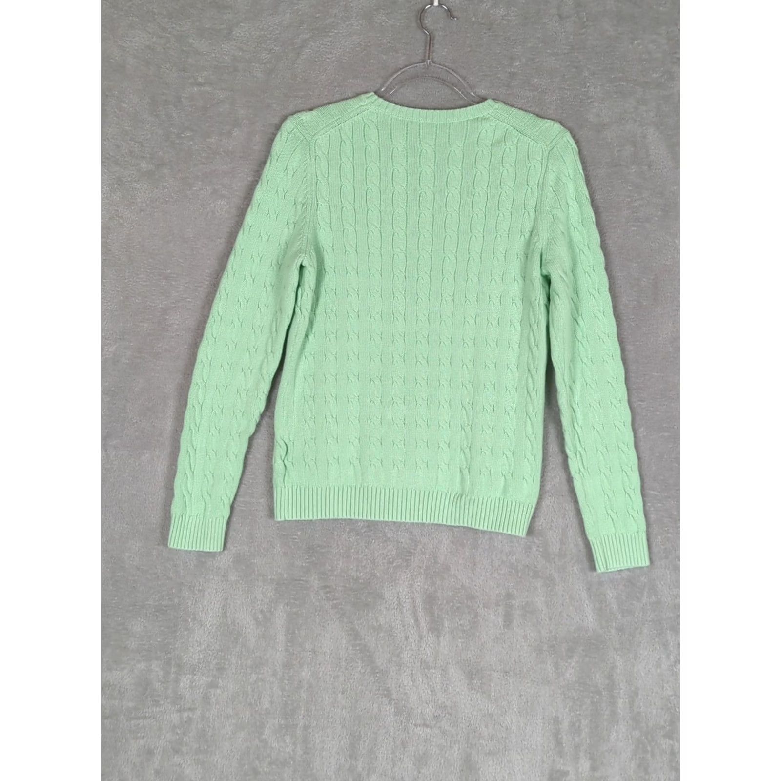 Brooks Brothers VINTAGE Brooks Brothers 346 Sweater Women's Crew Neck Cable Knit Cotton Lime Green Long Sleeve Pullover Embroidered Logo Classic Knit Size L / US 10 / IT 46 - 8 Thumbnail