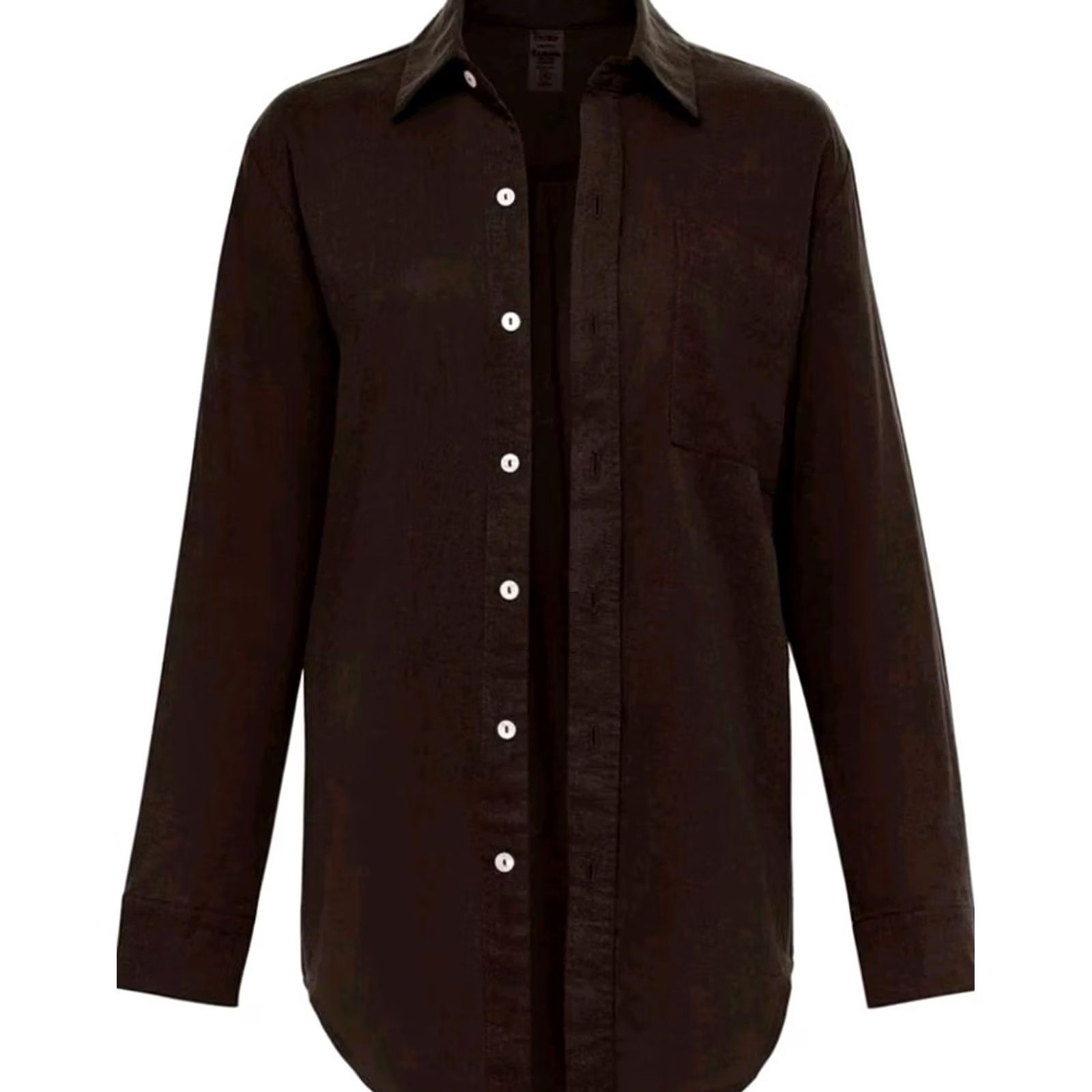 Vintage Montce Women's Button-Up Shirt Linen Blend Swim Cover Size S Brown, Linen Blend, Rayon, Button Down - Regular, 18 Size S / US 4 / IT 40 - 3 Thumbnail