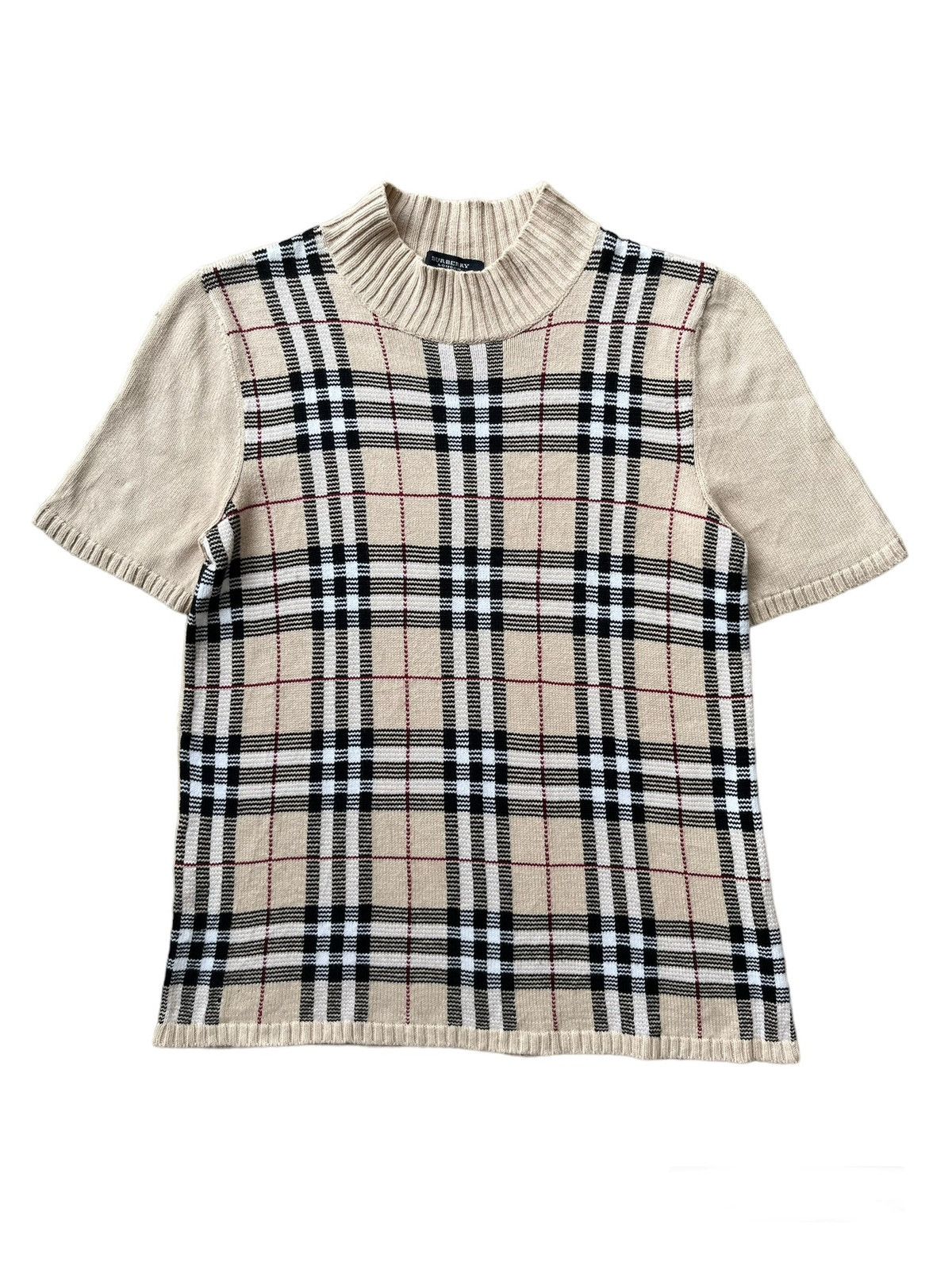 image of Burberry London Nova Check Knitwear in Brown, Women's (Size XS)