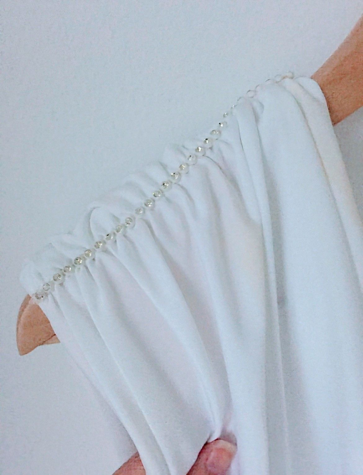Gypsy Vintage 1990s White Dress Wedding Cocktail Party Diamantés sparkle Size L / US 10 / IT 46 - 2 Thumbnail