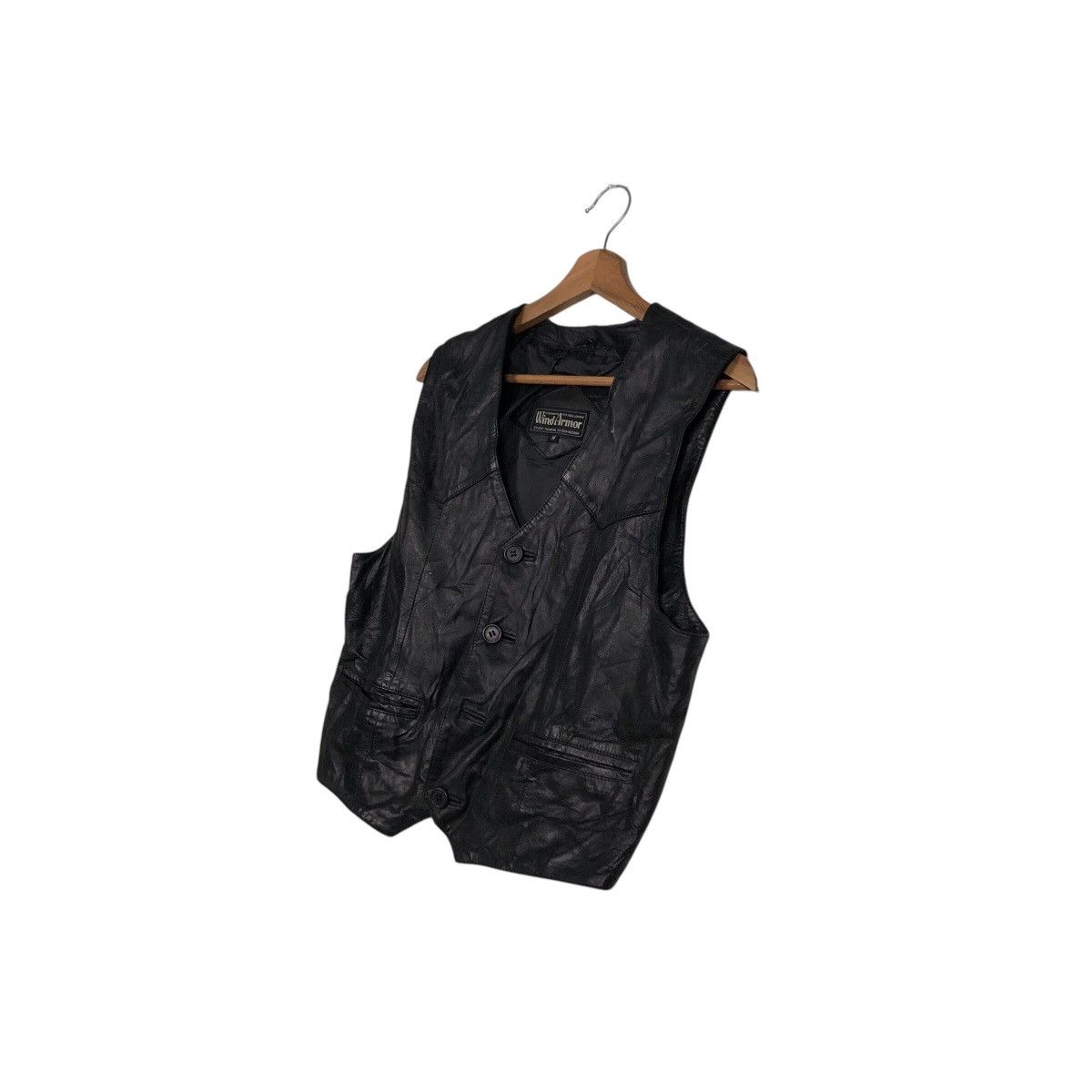 Japanese Brand 📌Rich Black Vintage Vest Leather Wind Armour Issey Miyake Size US M / EU 48-50 / 2 - 3 Thumbnail