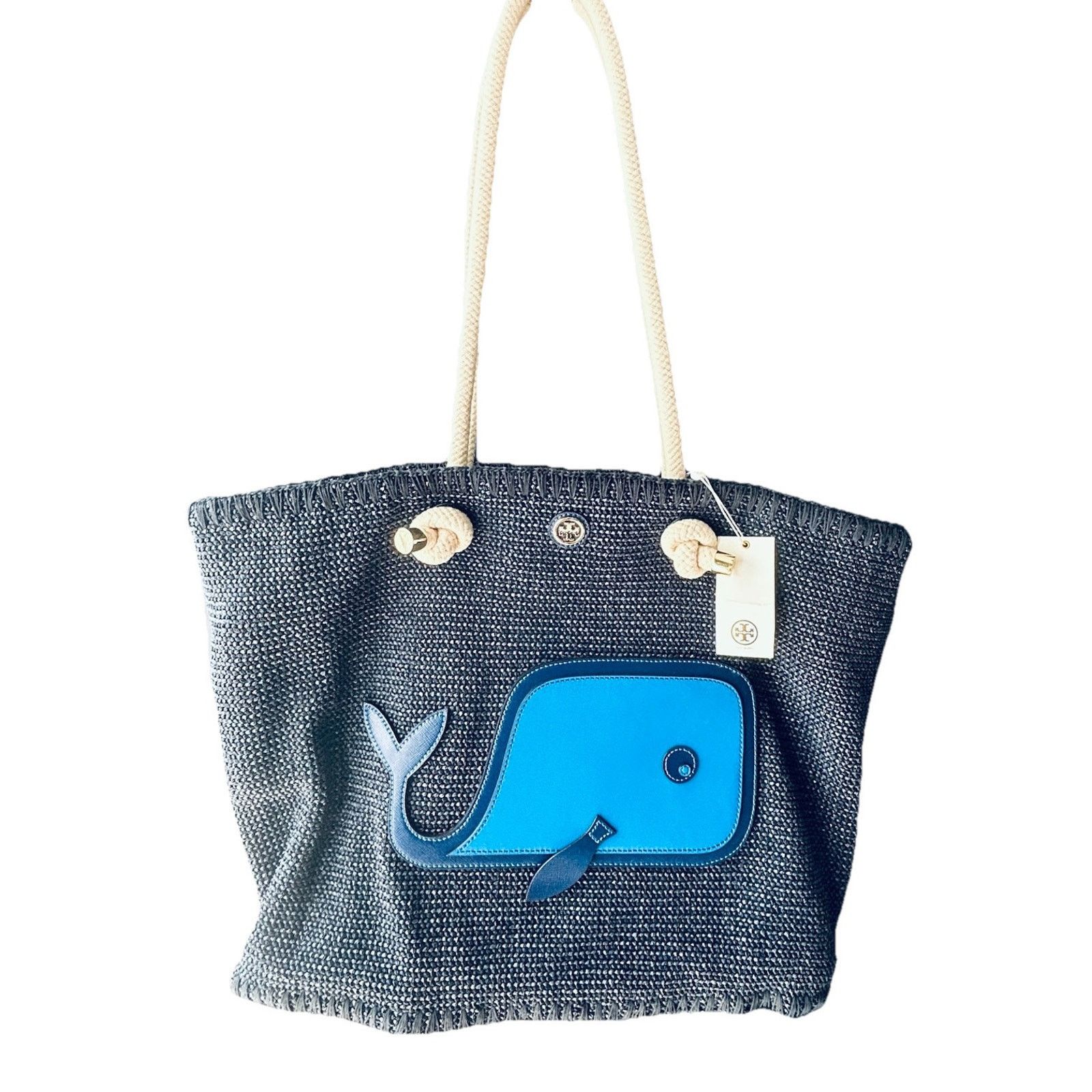 Tory Burch NWT Tory Burch Knotted Whale Tote Navy Blue Handbag Bag Rare Size ONE SIZE - 12 Thumbnail