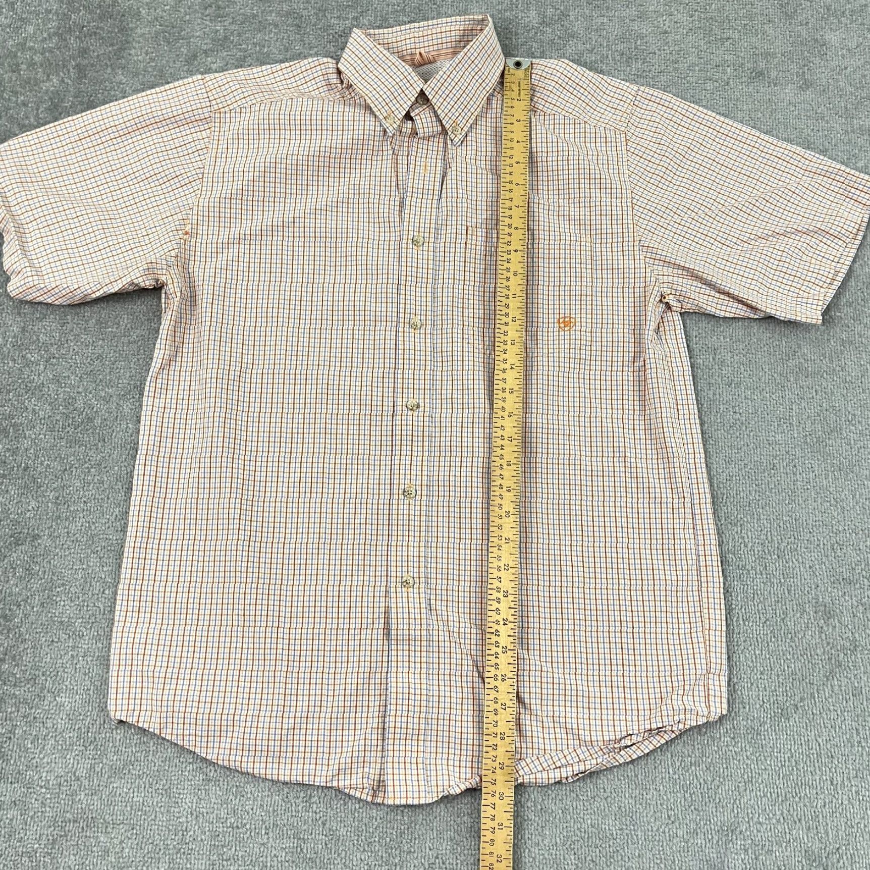 Ariat Ariat Pro Series Shirt Mens Medium Orange Blue Plaid Rodeo Cowboy Button Down Shirt Size US M / EU 48-50 / 2 - 4 Thumbnail