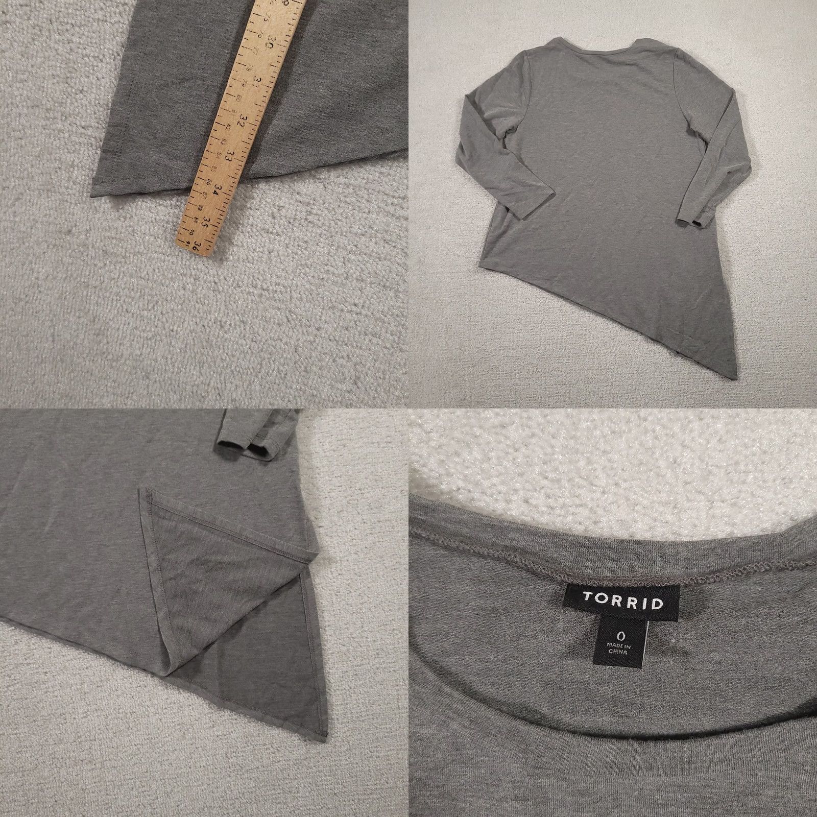 Torrid Torrid French Terry Long Sleeve Top Sz 0 Large Gray Asymmetrical Hem Stretch Size L / US 10 / IT 46 - 8 Thumbnail